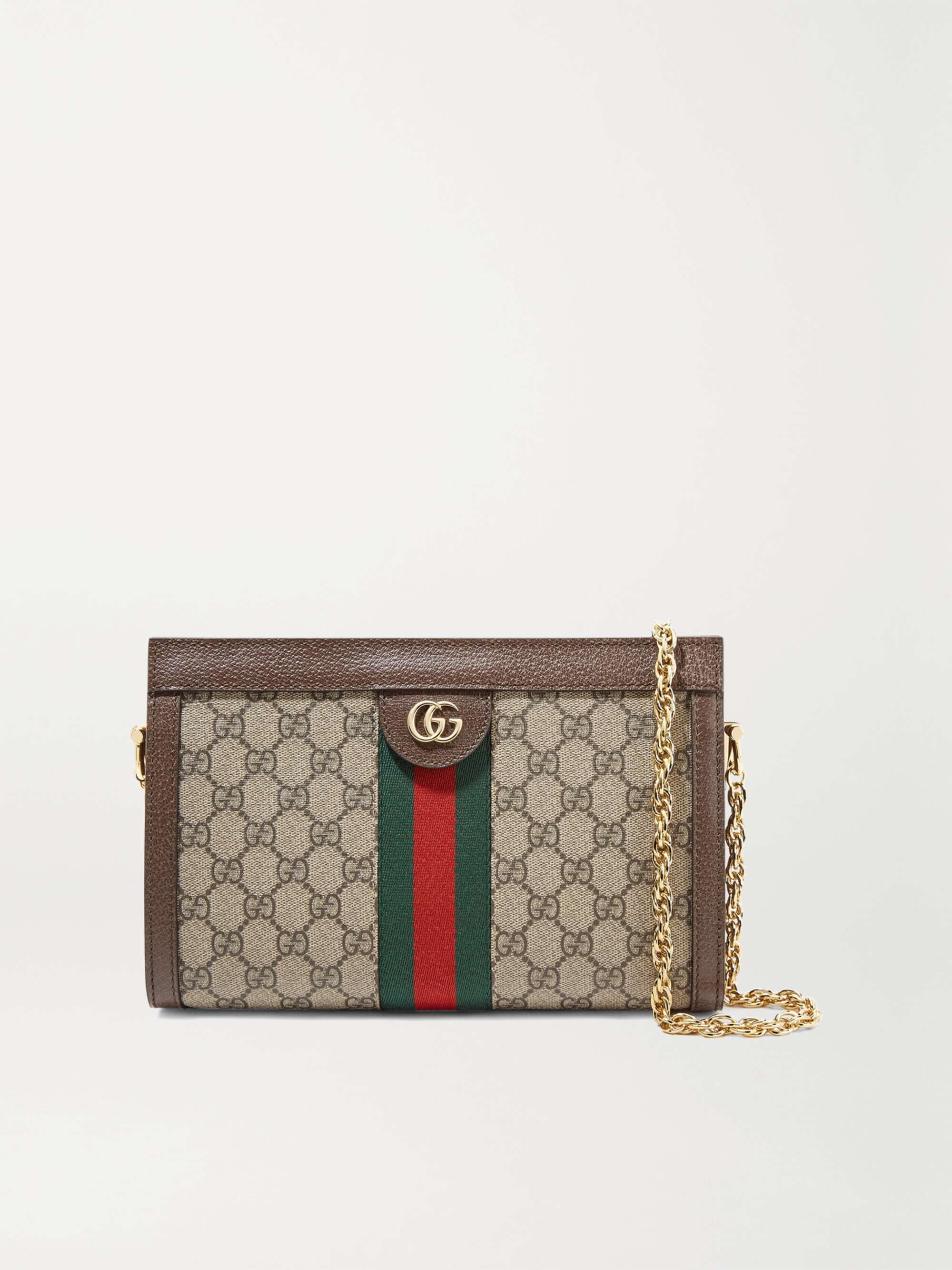 Gucci - Ophidia Textured Leather-trimmed Printed Coated-Canvas Shoulder Bag - Neutrals - One Size - Net A Porter