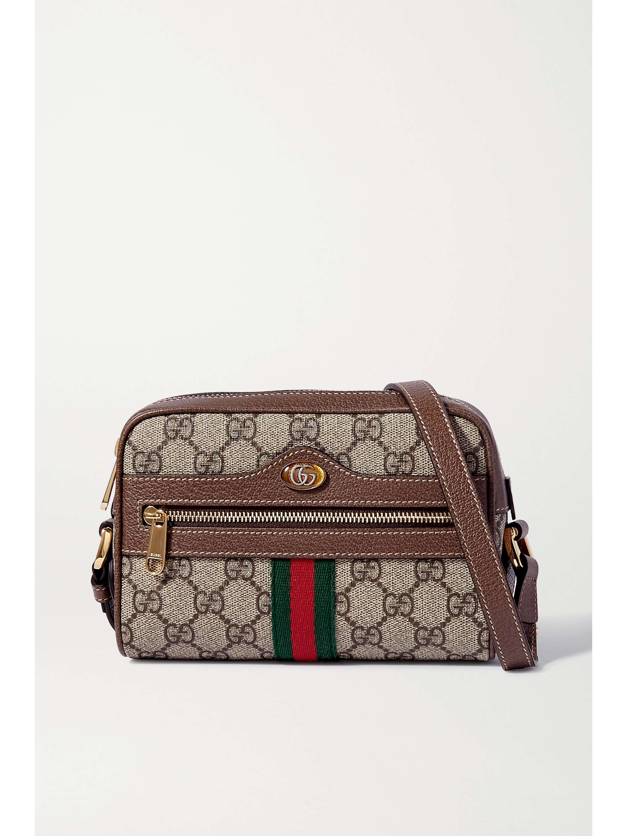 GUCCI Ophidia mini textured leather-trimmed printed coated-canvas