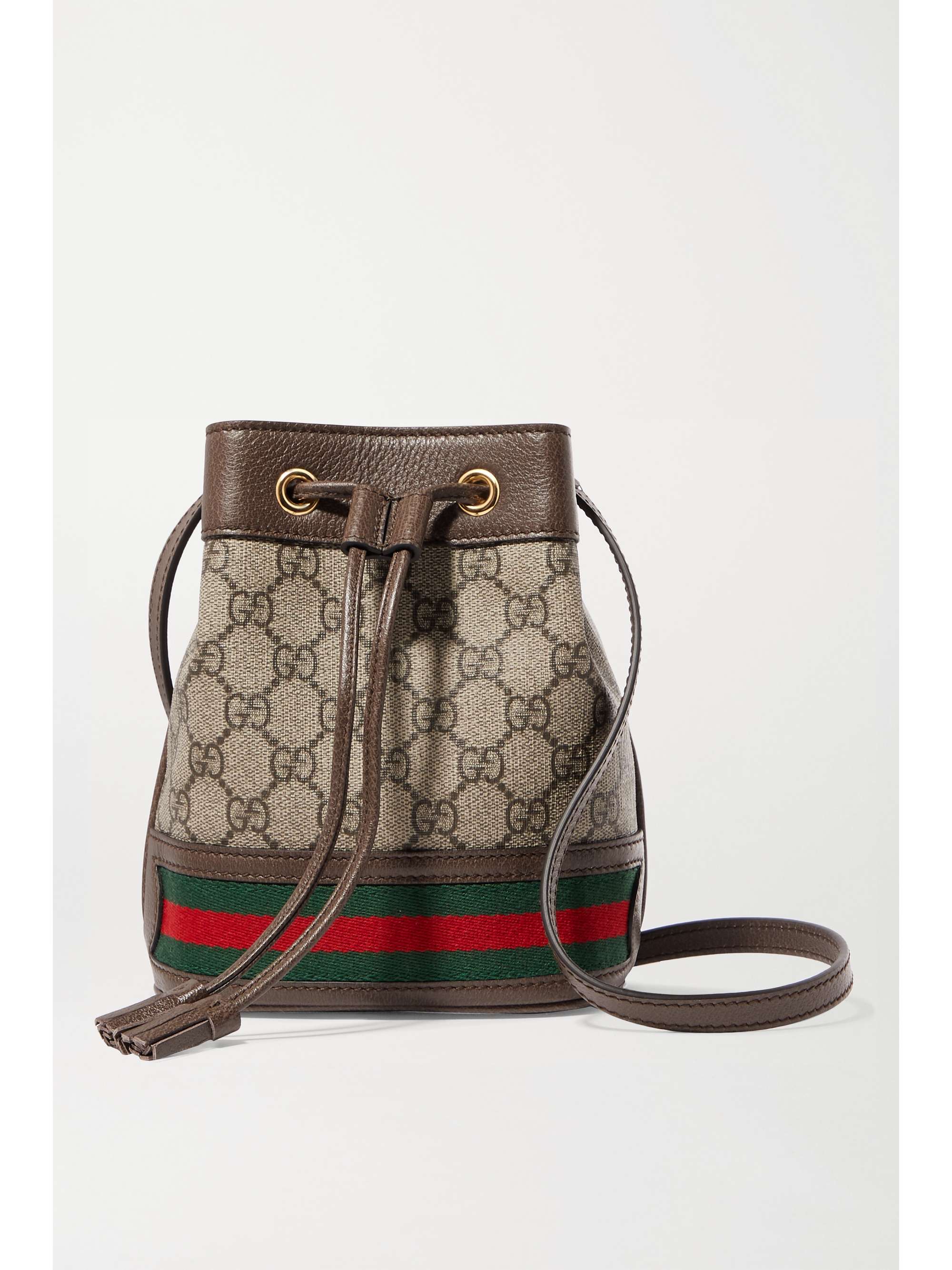 GUCCI Ophidia mini textured leather-trimmed printed coated-canvas