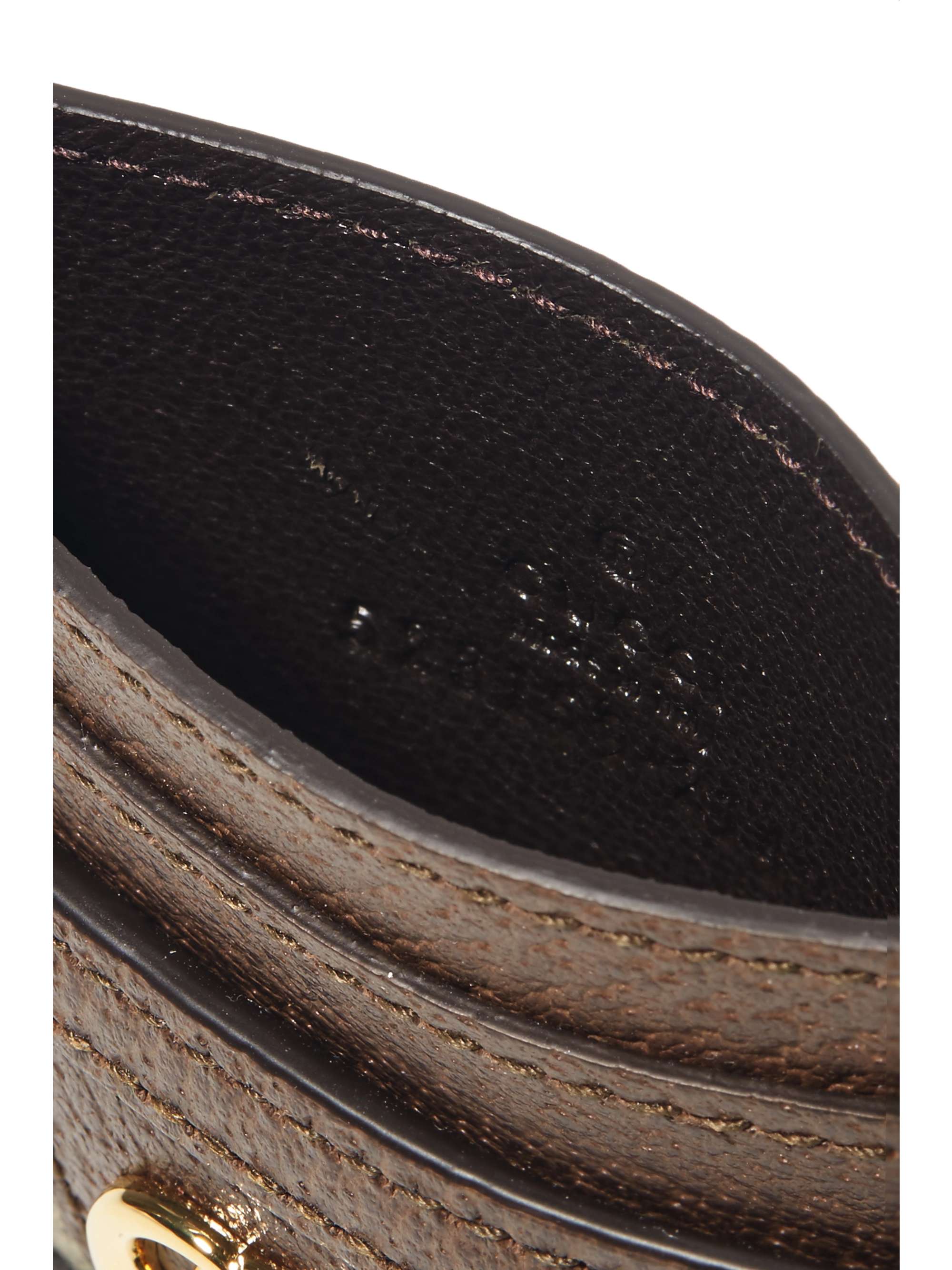 Ophidia textured leather-trimmed printed coated-canvas cardholder - brown - One Size