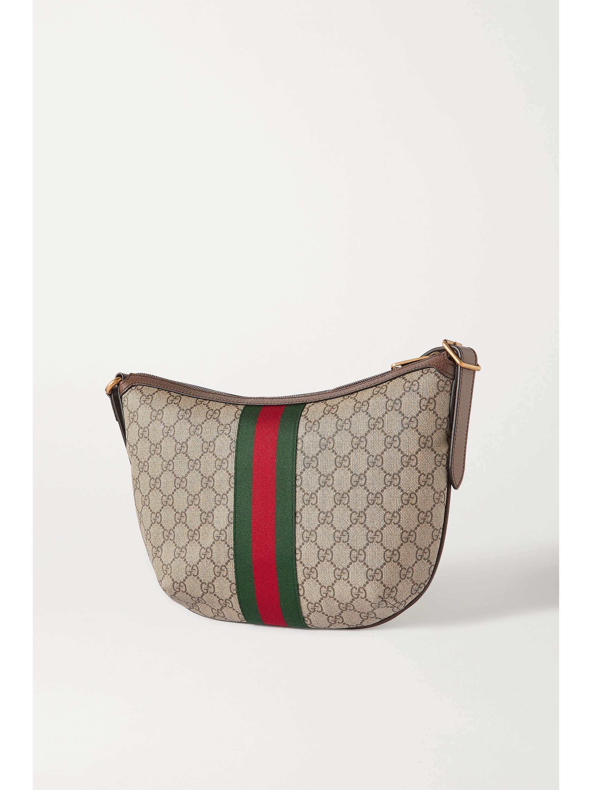 GUCCI Ophidia mini webbing-trimmed textured-leather and printed