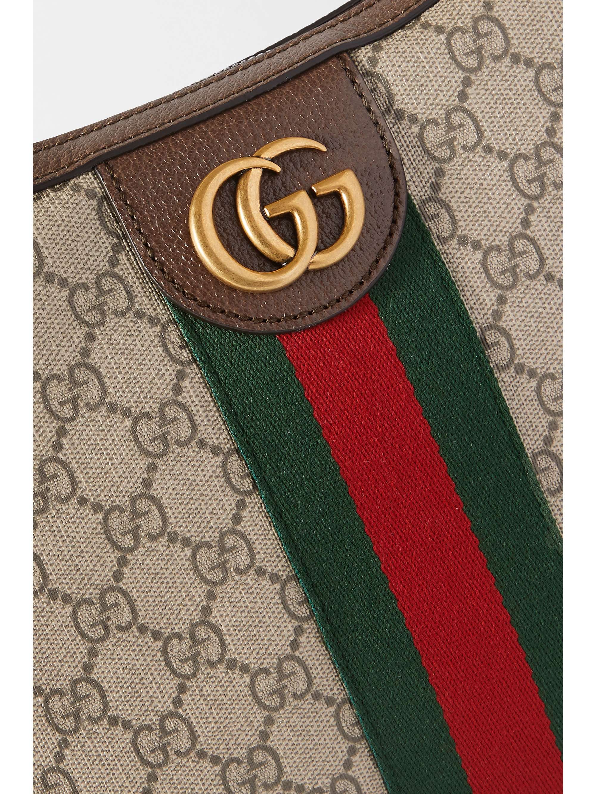 GUCCI Ophidia textured leather-trimmed printed coated-canvas shoulder bag