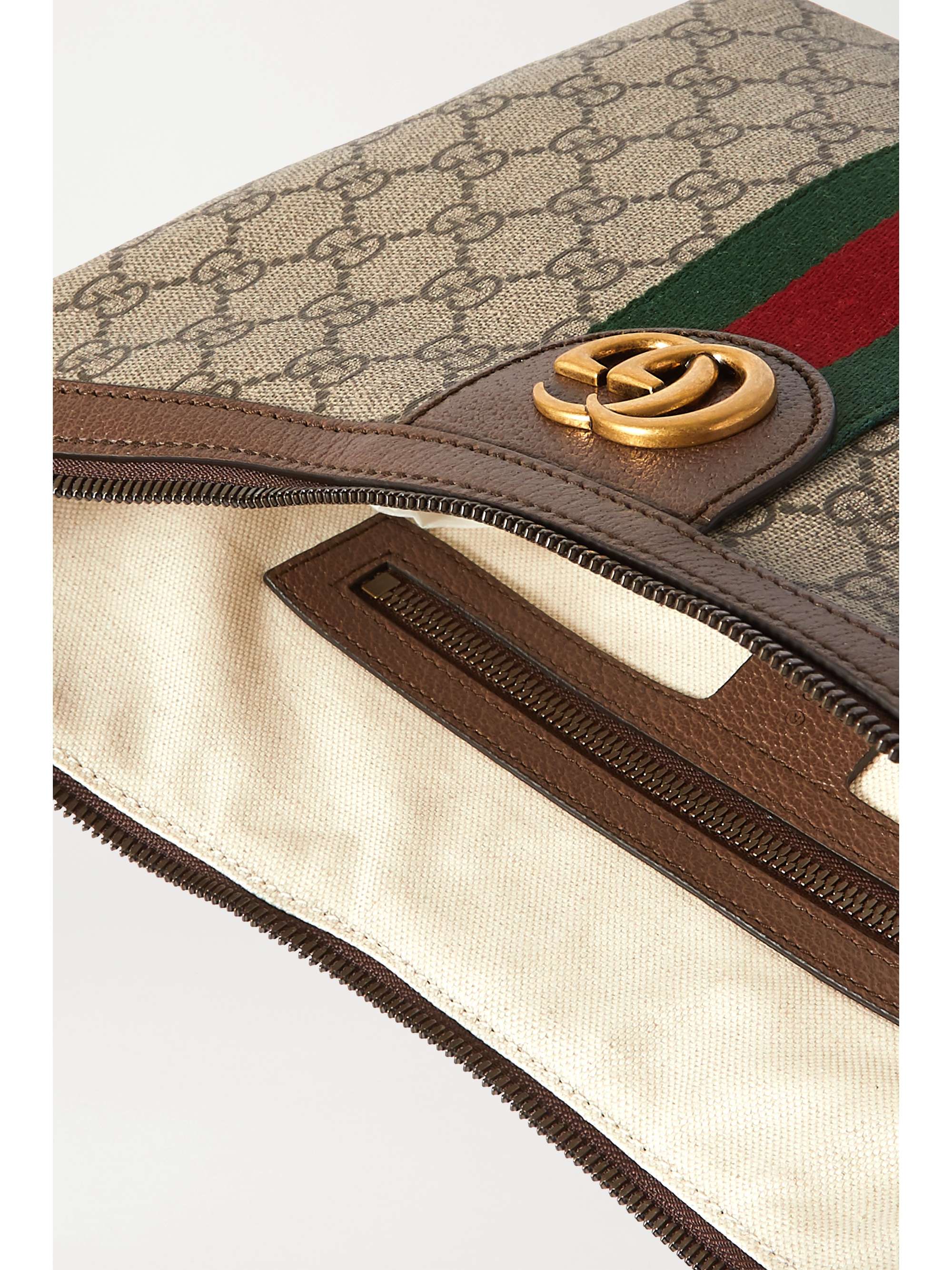GUCCI Ophidia textured leather-trimmed printed coated-canvas shoulder bag