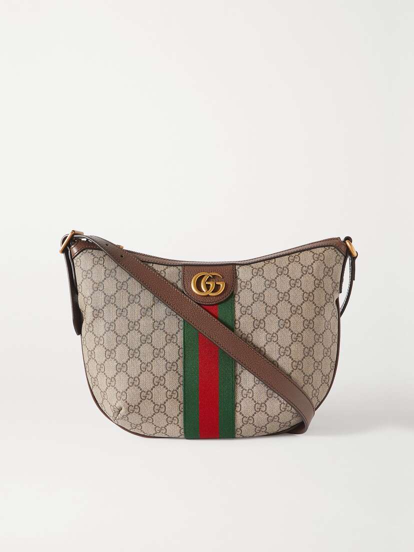 Gucci Ophidia Textured Leather-trimmed Printed Coated-canvas Shoulder Bag