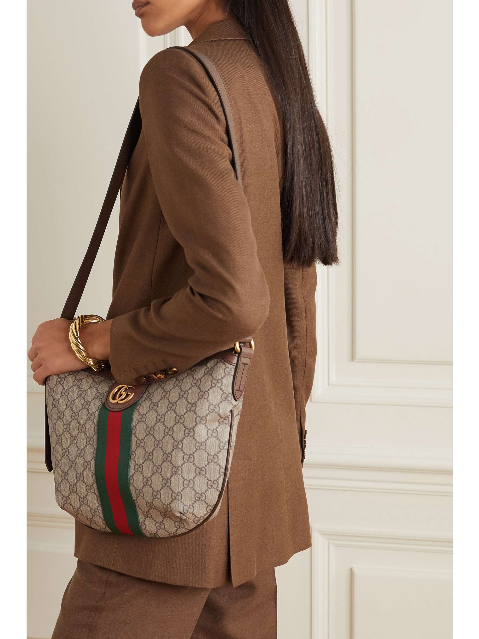 GUCCI Ophidia Coated Canvas Shoulder Bag