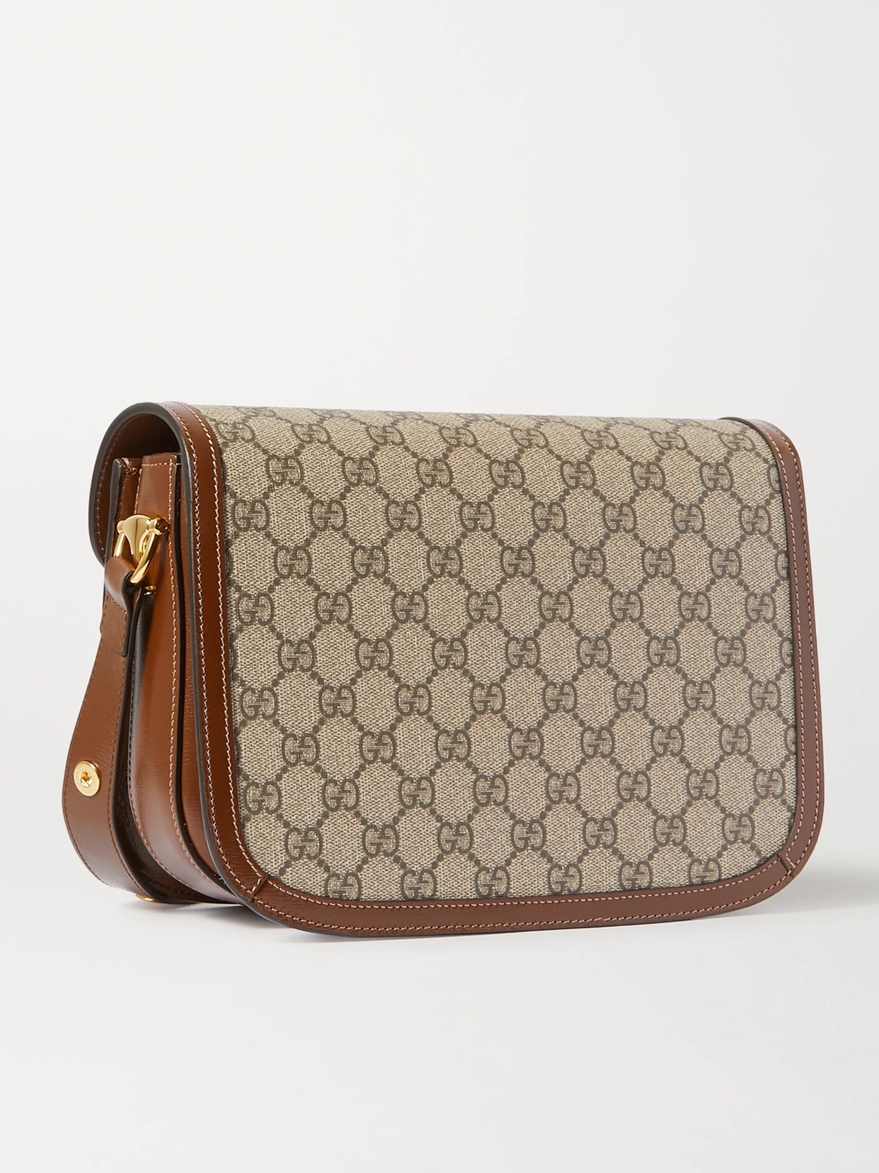 Horsebit 1955 Leather-Trimmed Printed Coated-Canvas Shoulder Bag