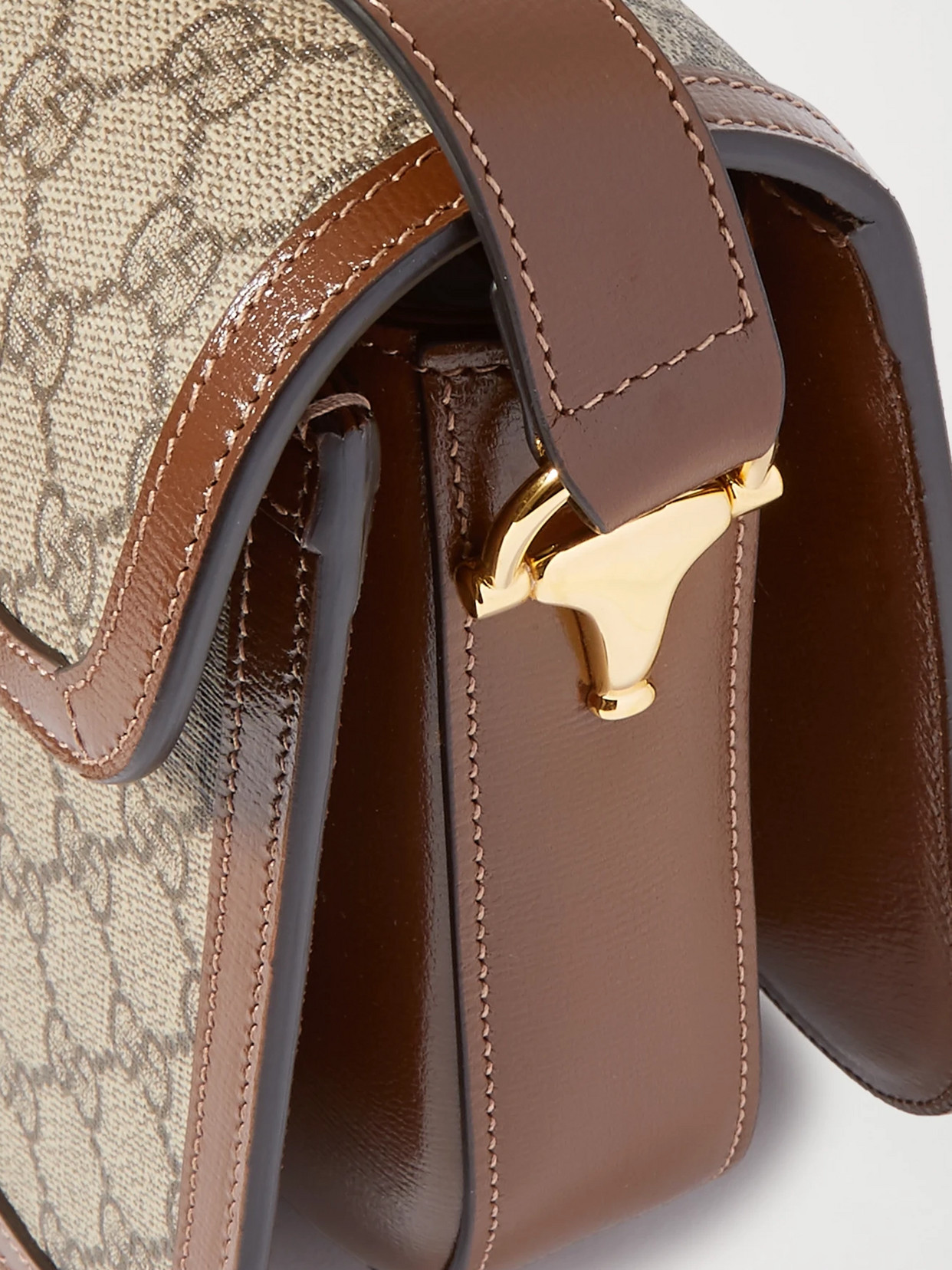 Horsebit 1955 Leather-Trimmed Printed Coated-Canvas Shoulder Bag