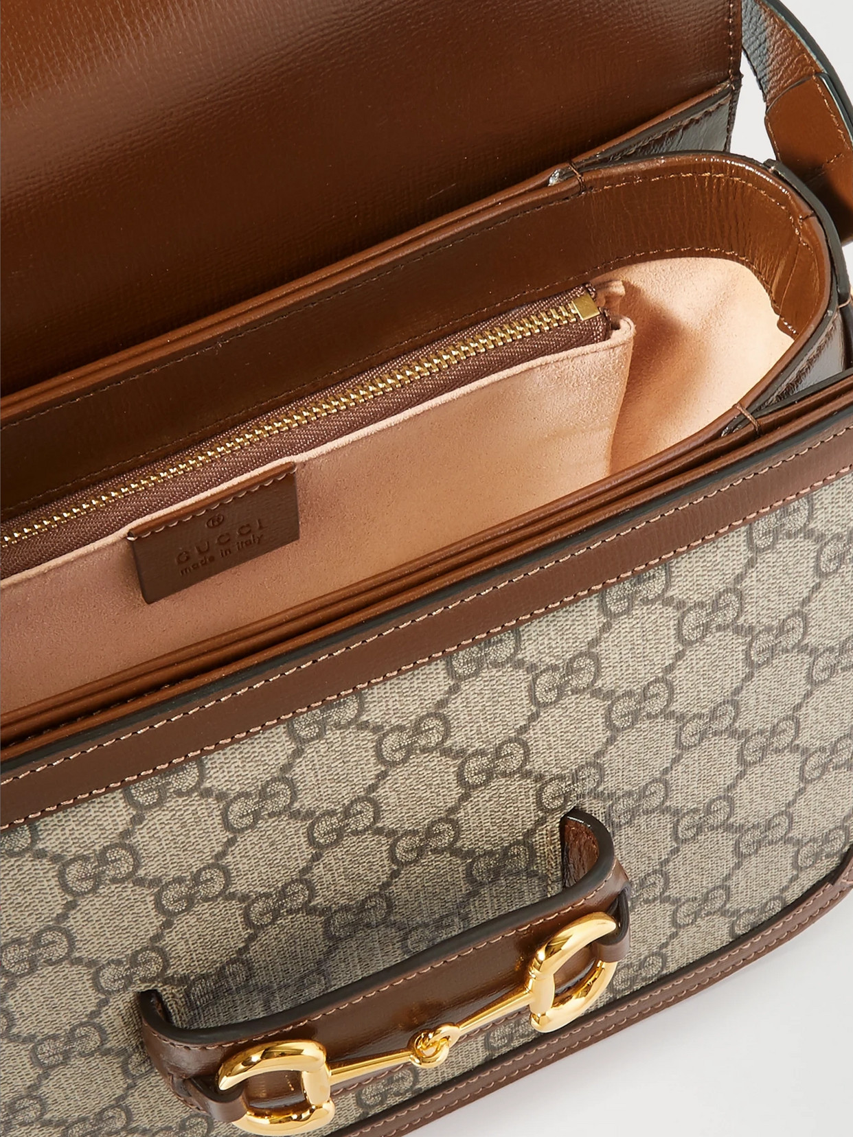 Horsebit 1955 Leather-Trimmed Printed Coated-Canvas Shoulder Bag