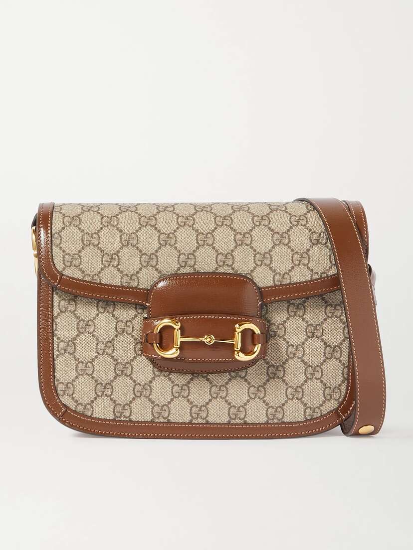 Gucci Horsebit 1955 Leather-trimmed Printed Coated-canvas Shoulder Bag