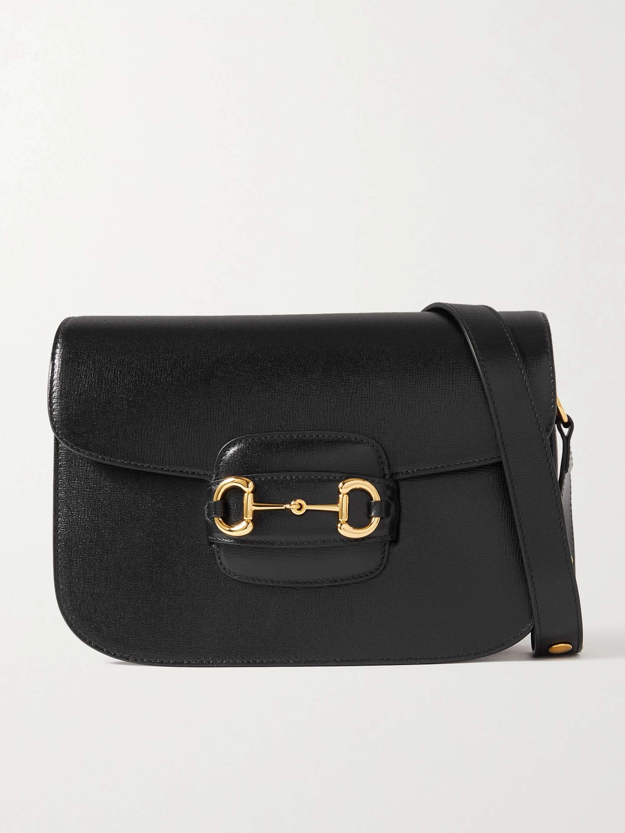 Black Leather Gucci 1955 Horsebit Shoulder Bag