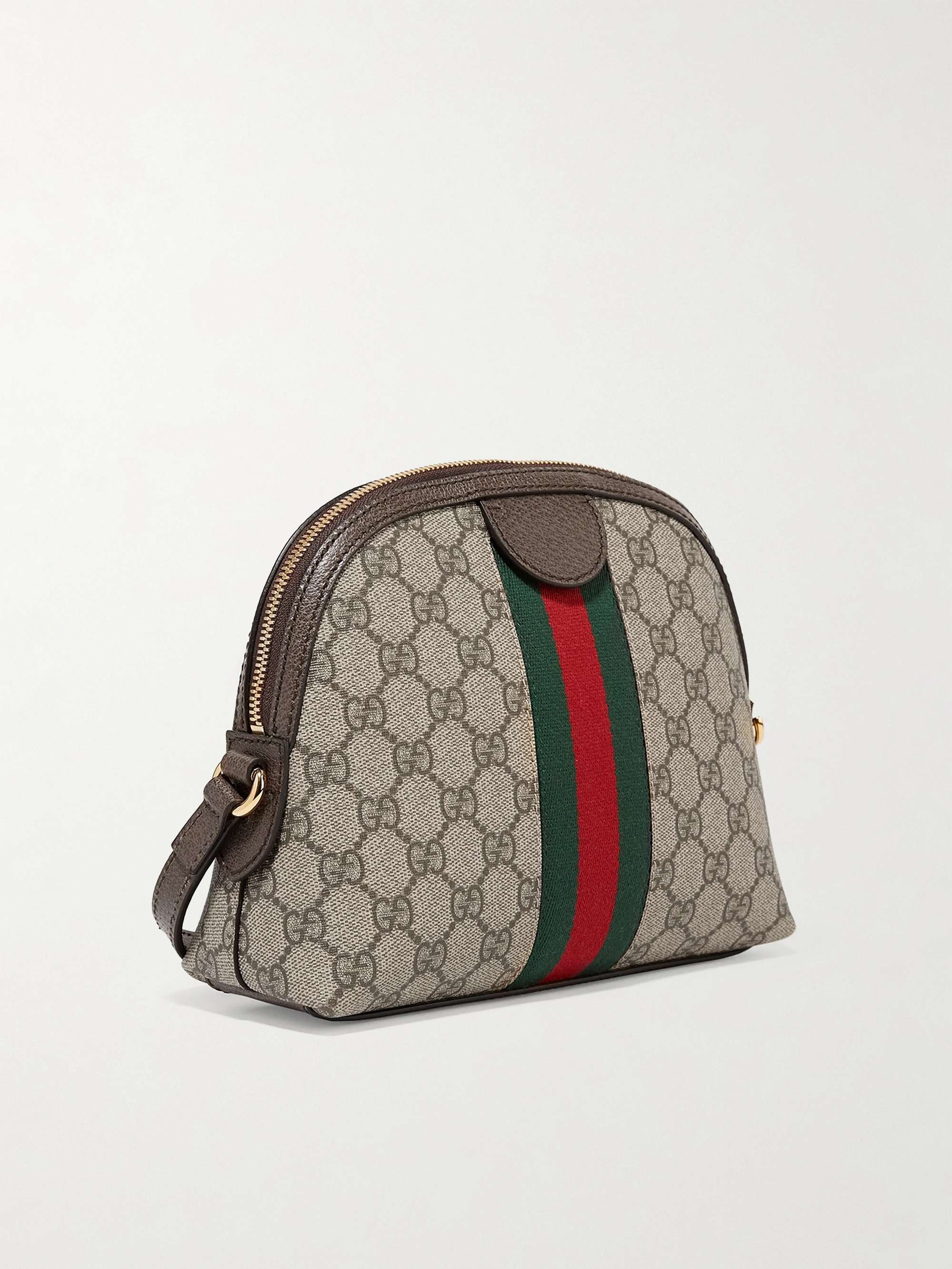 Ophidia textured leather-trimmed printed coated-canvas shoulder bag