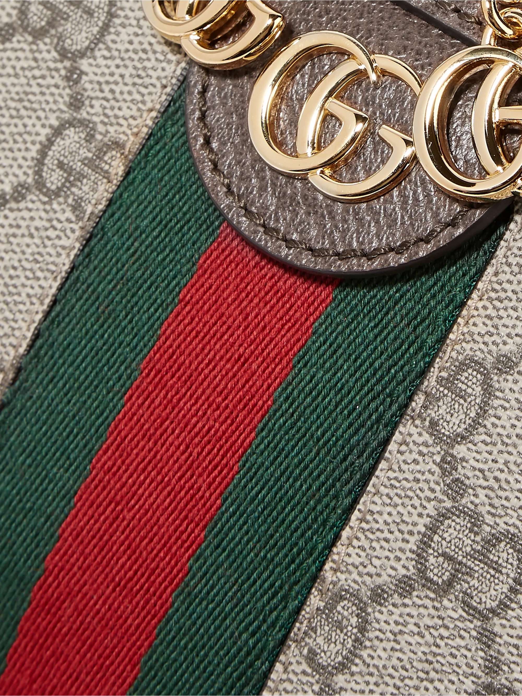 GUCCI Ophidia textured leather-trimmed printed coated-canvas shoulder bag