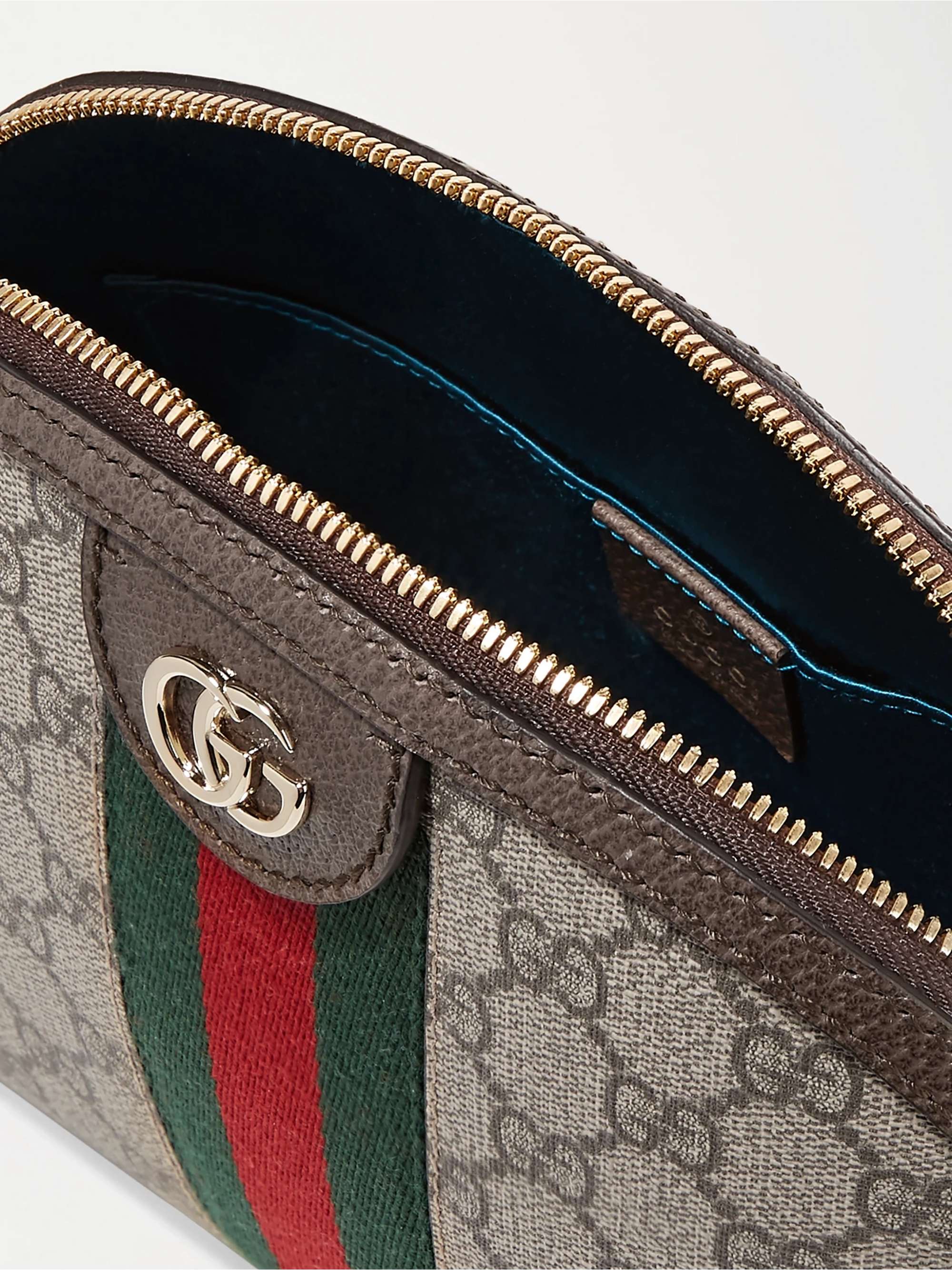 GUCCI Ophidia textured leather-trimmed printed coated-canvas shoulder bag