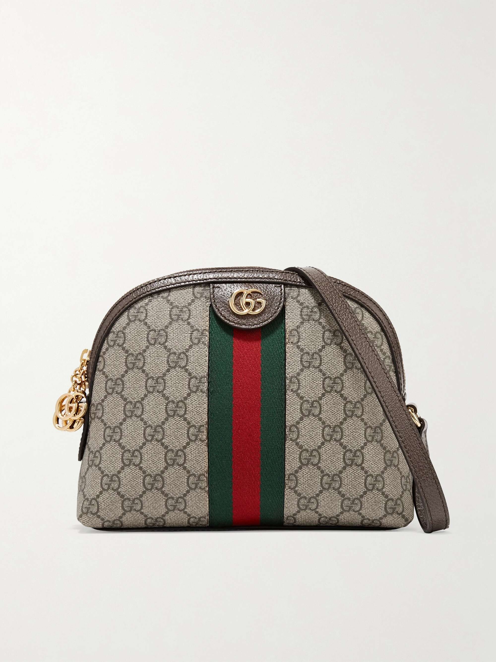 GUCCI Ophidia textured leather-trimmed printed coated-canvas shoulder bag