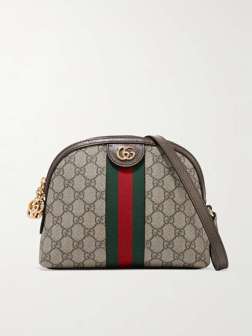 Gucci Ophidia Textured Leather-trimmed Printed Coated-canvas Shoulder Bag