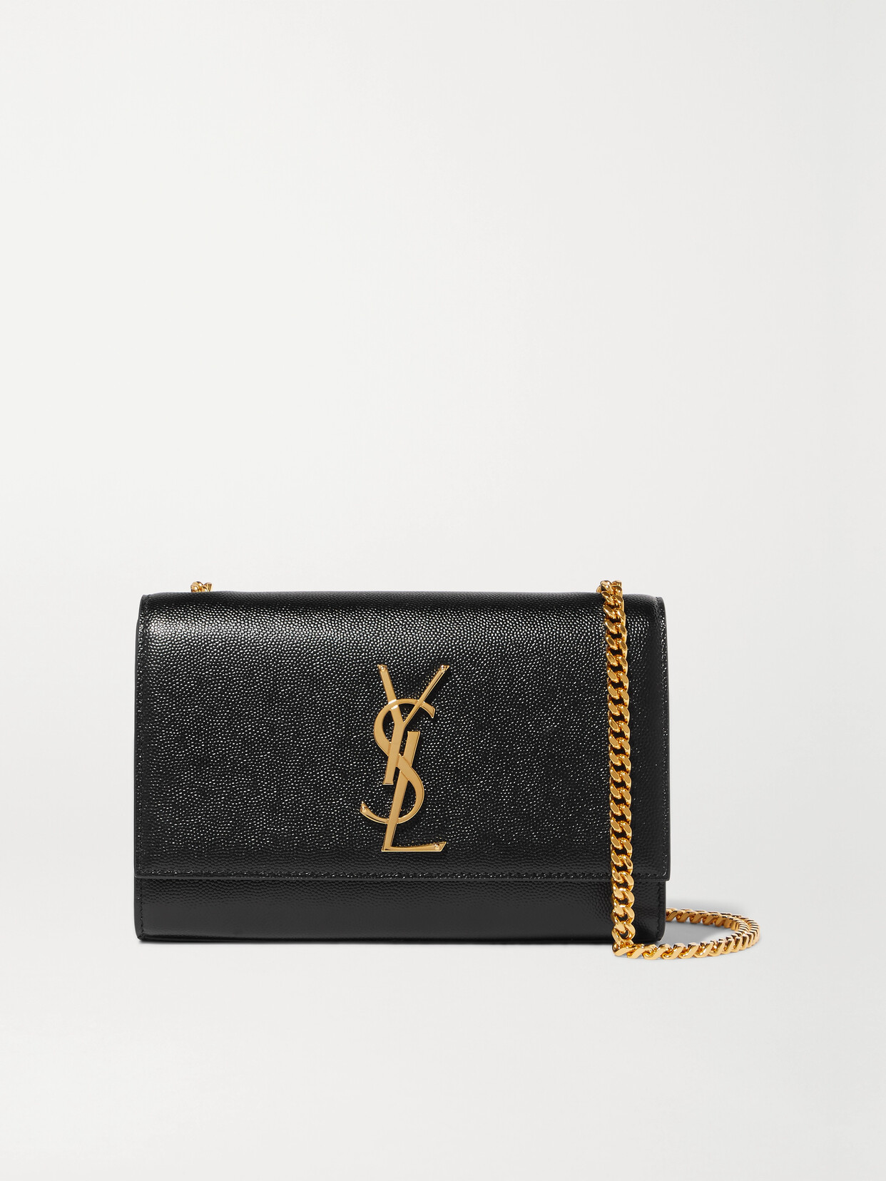 Shop Saint Laurent Kate Small Embossed-leather Shoulder Bag In Black