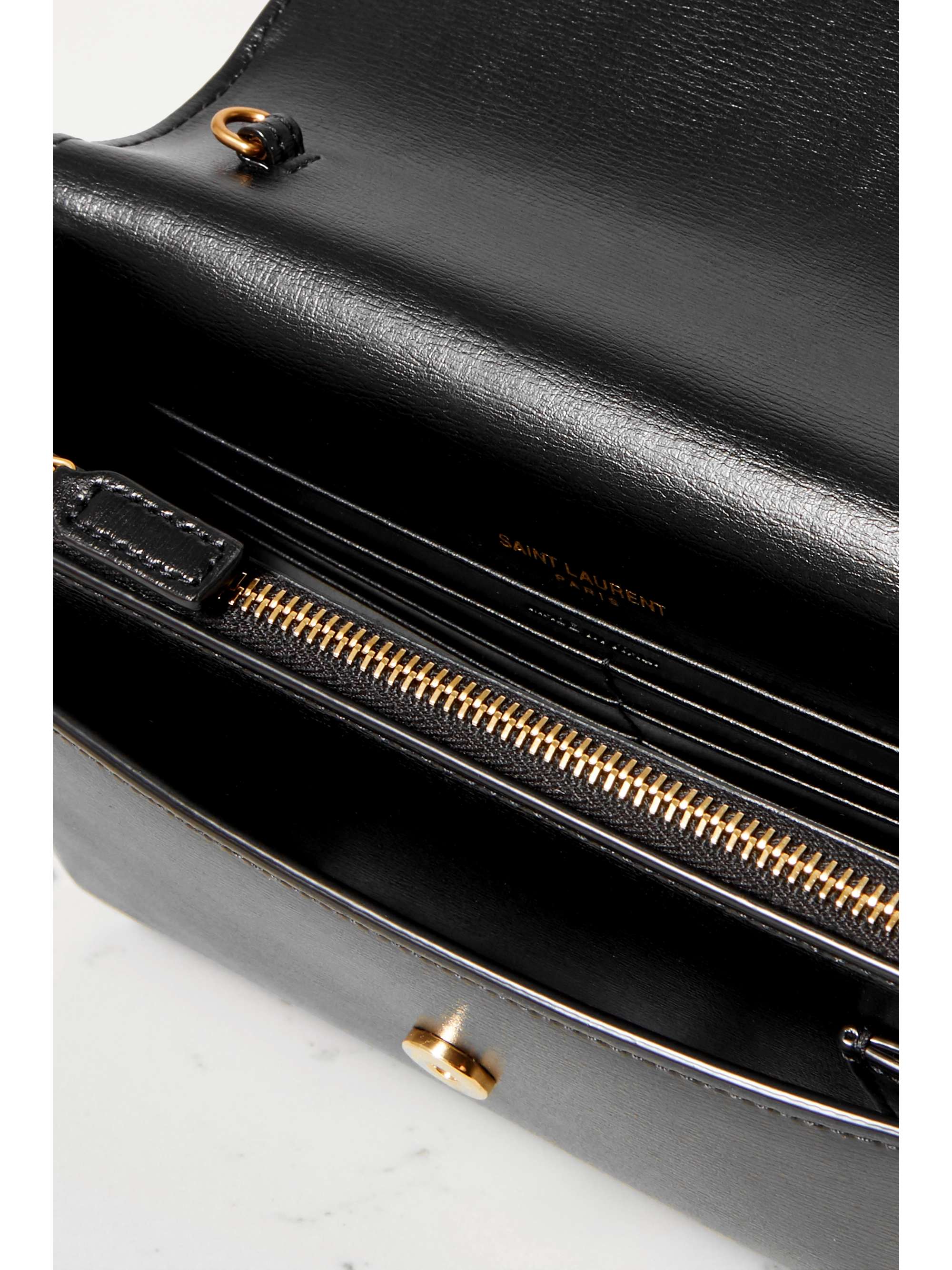 saint laurent black sunset leather shoulder bolsa