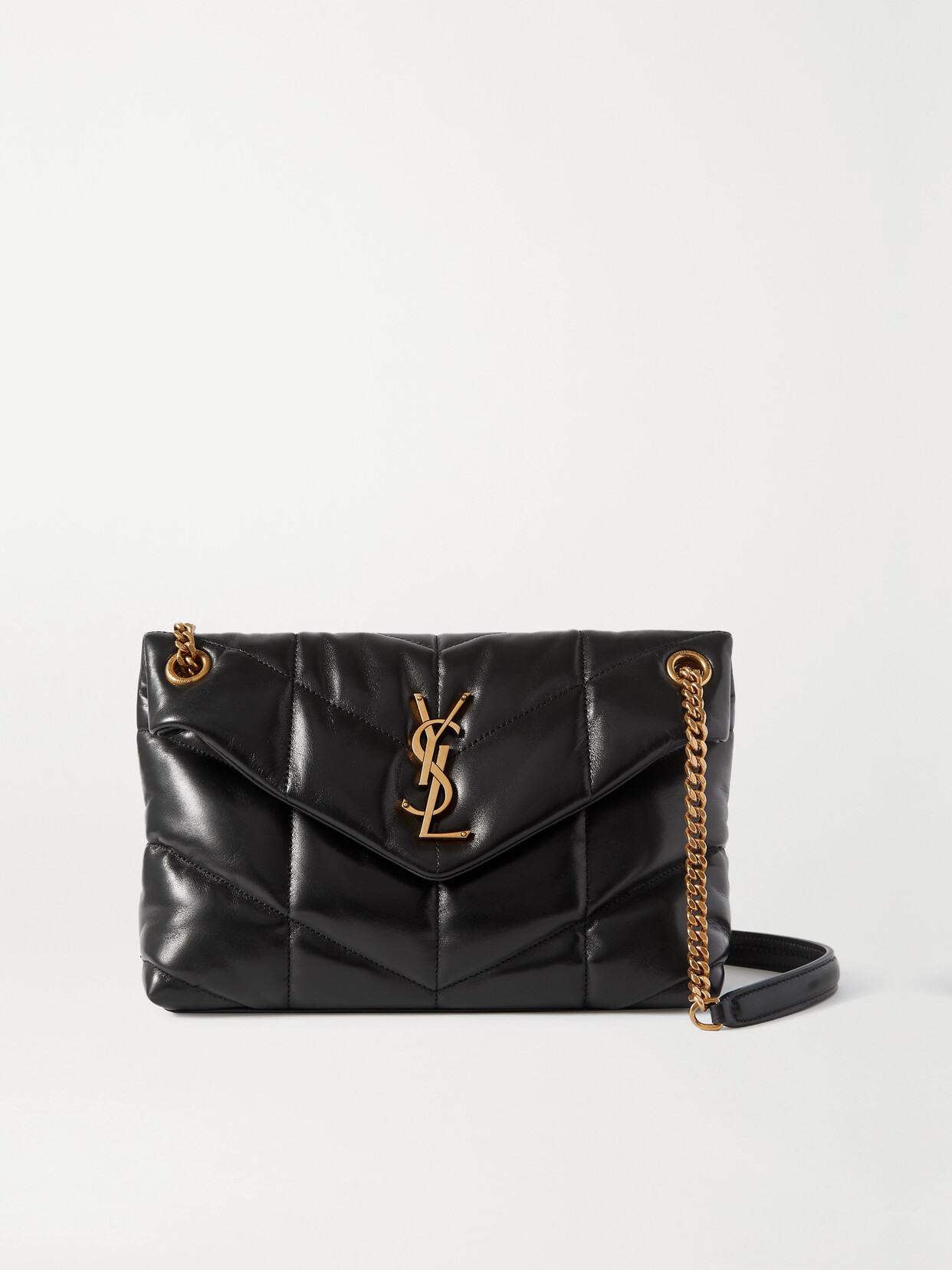 Saint Laurent Loulou Puffer Small Quilted Leather Shoulder Bag In Black