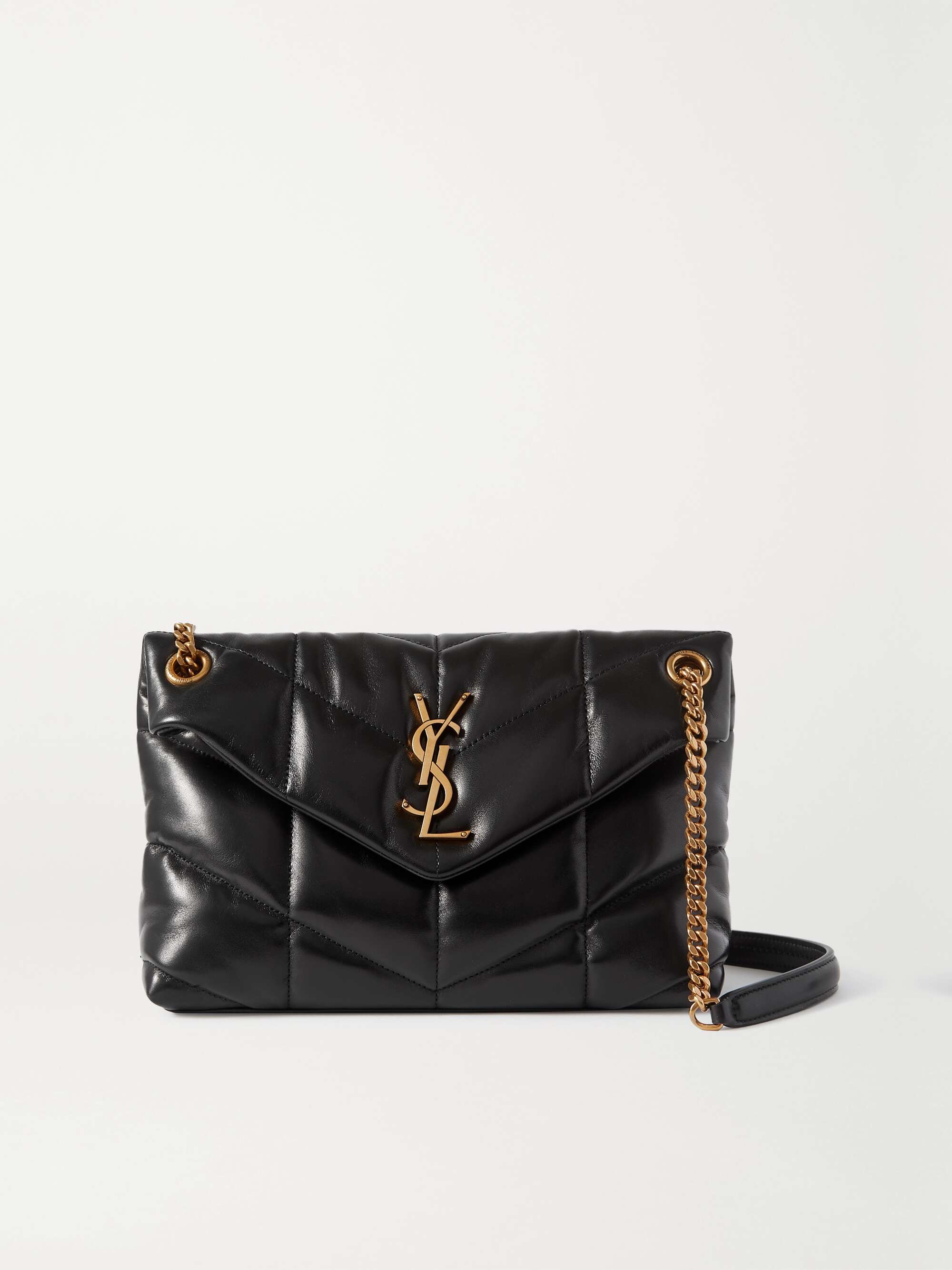 Loulou puffer leather crossbody bag Saint Laurent Black in Leather