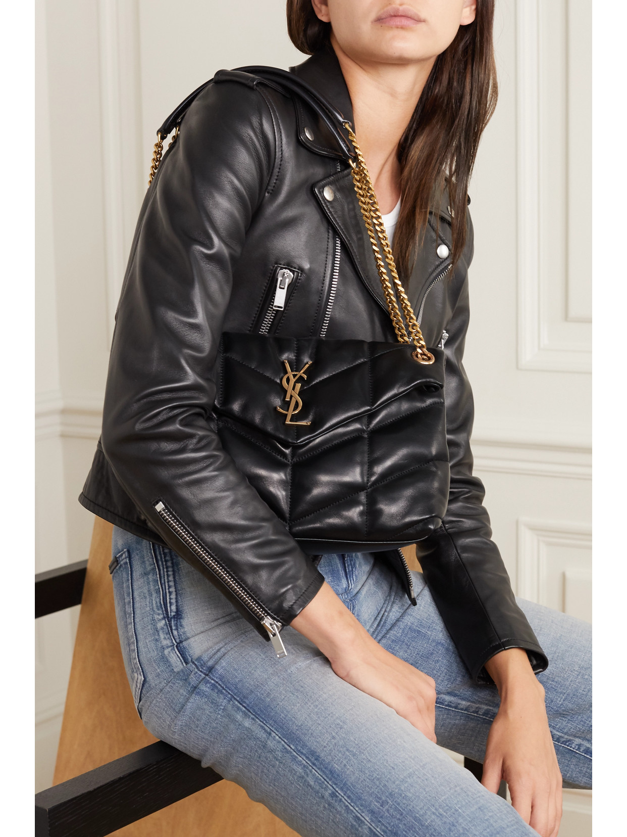 Saint Laurent Loulou Puffer Small Quilted Leather Shoulder Bag In Black