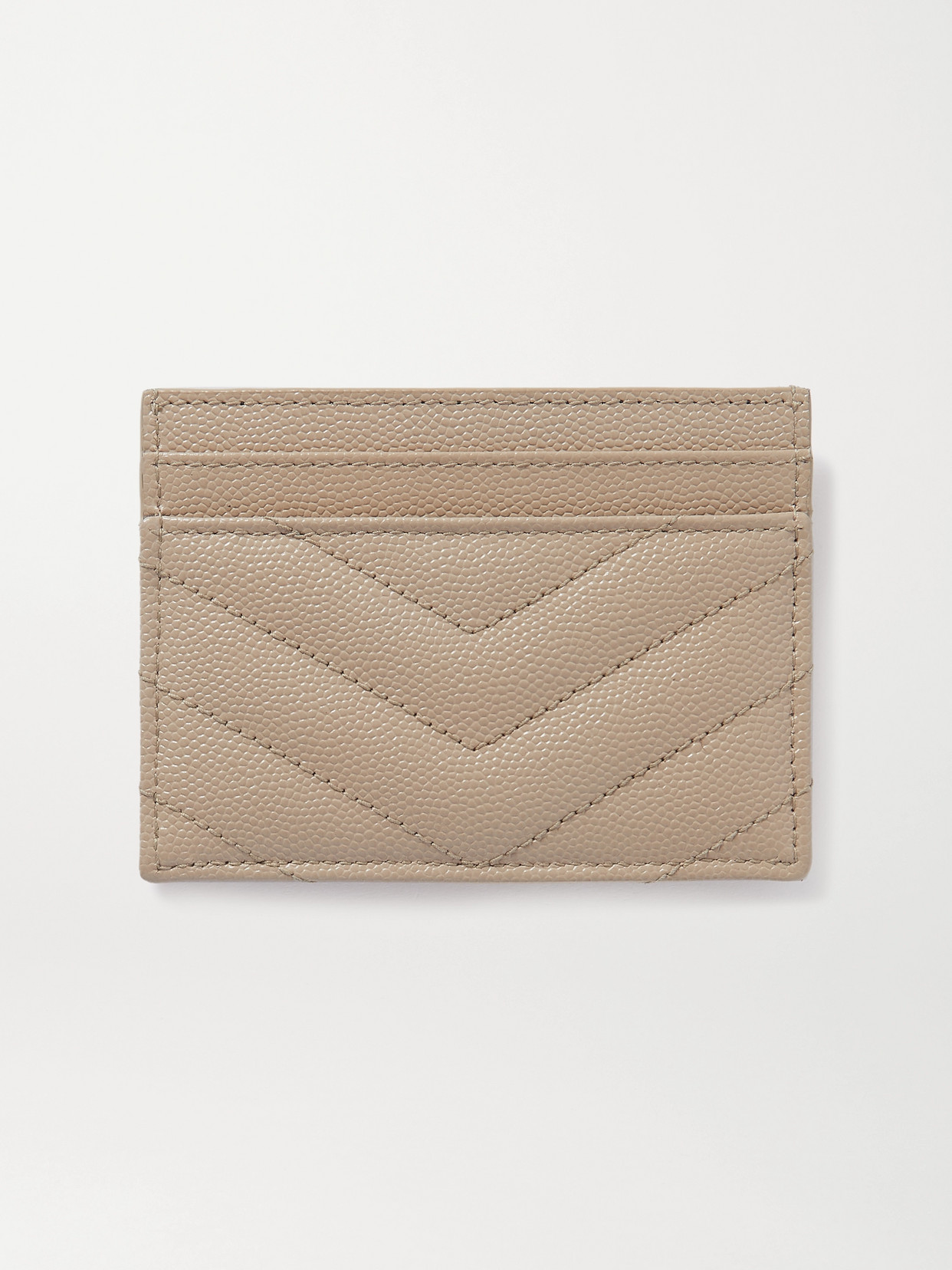 Saint Laurent Monogramme Quilted Textured-leather Cardholder In Cream