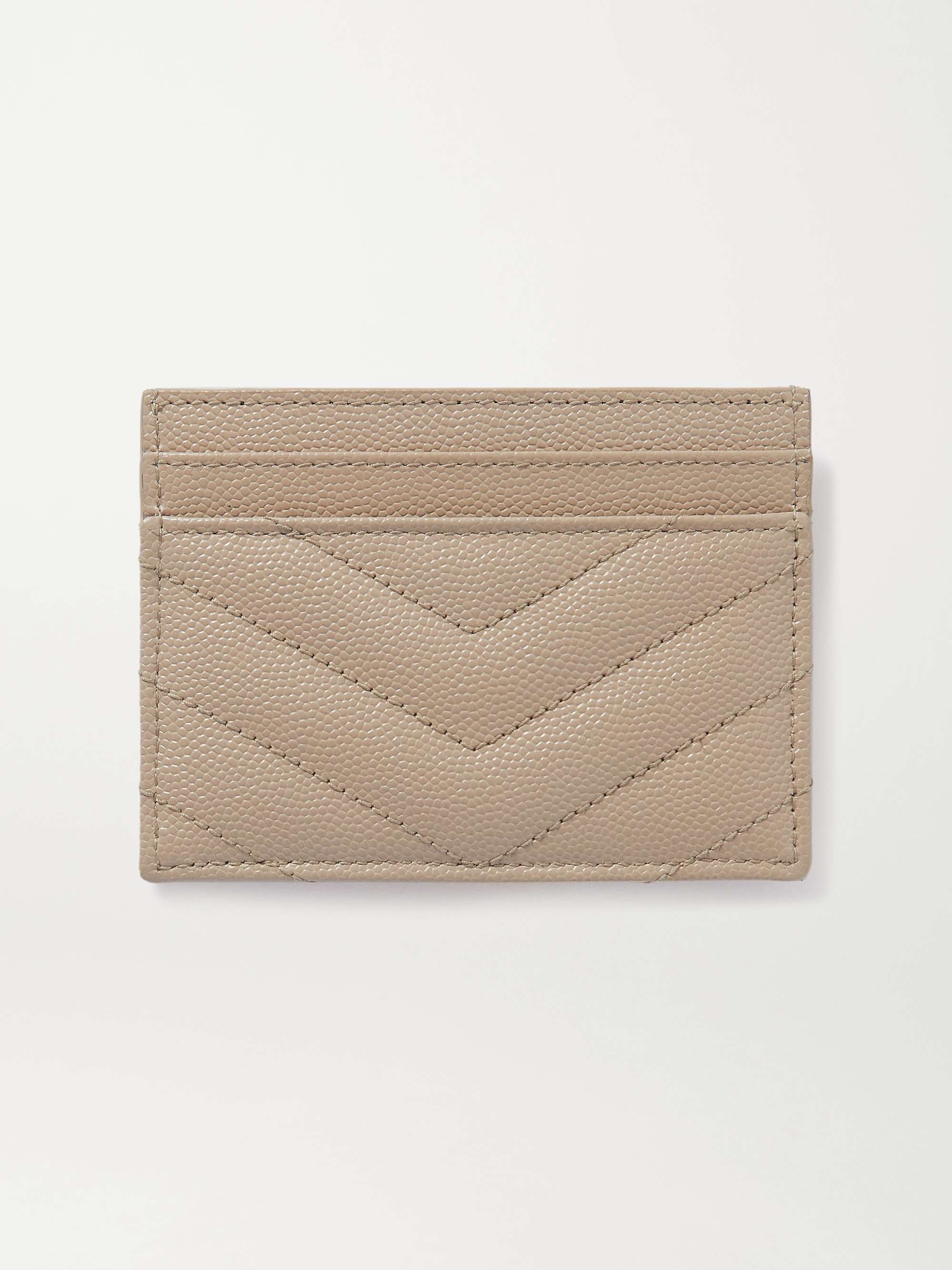 Saint Laurent Monogramme Quilted Textured-leather Pouch - Cream