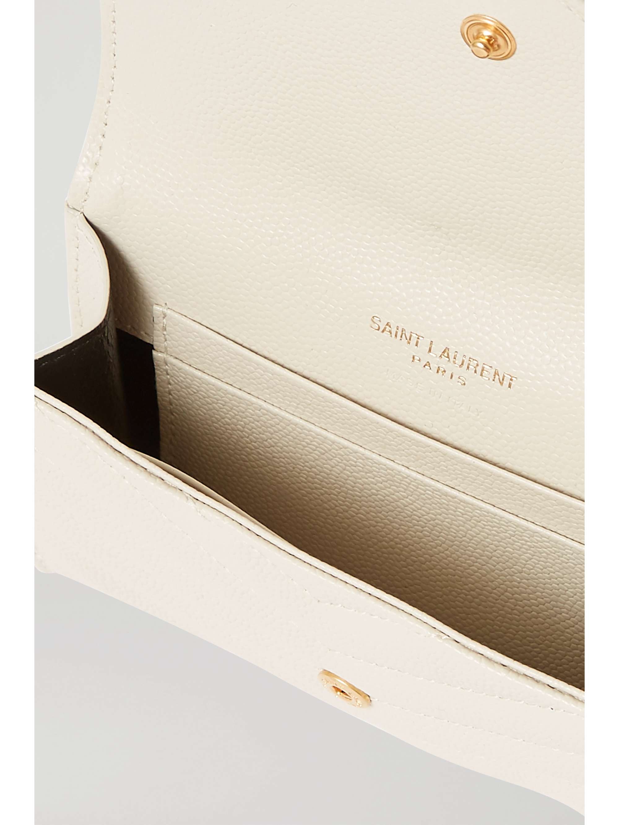 Saint Laurent Envelope Quilted Pebbled Leather Wallet on a Chain