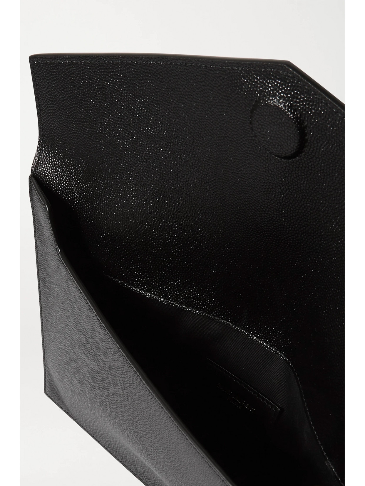 Shop Saint Laurent Uptown Textured-leather Pouch In Black