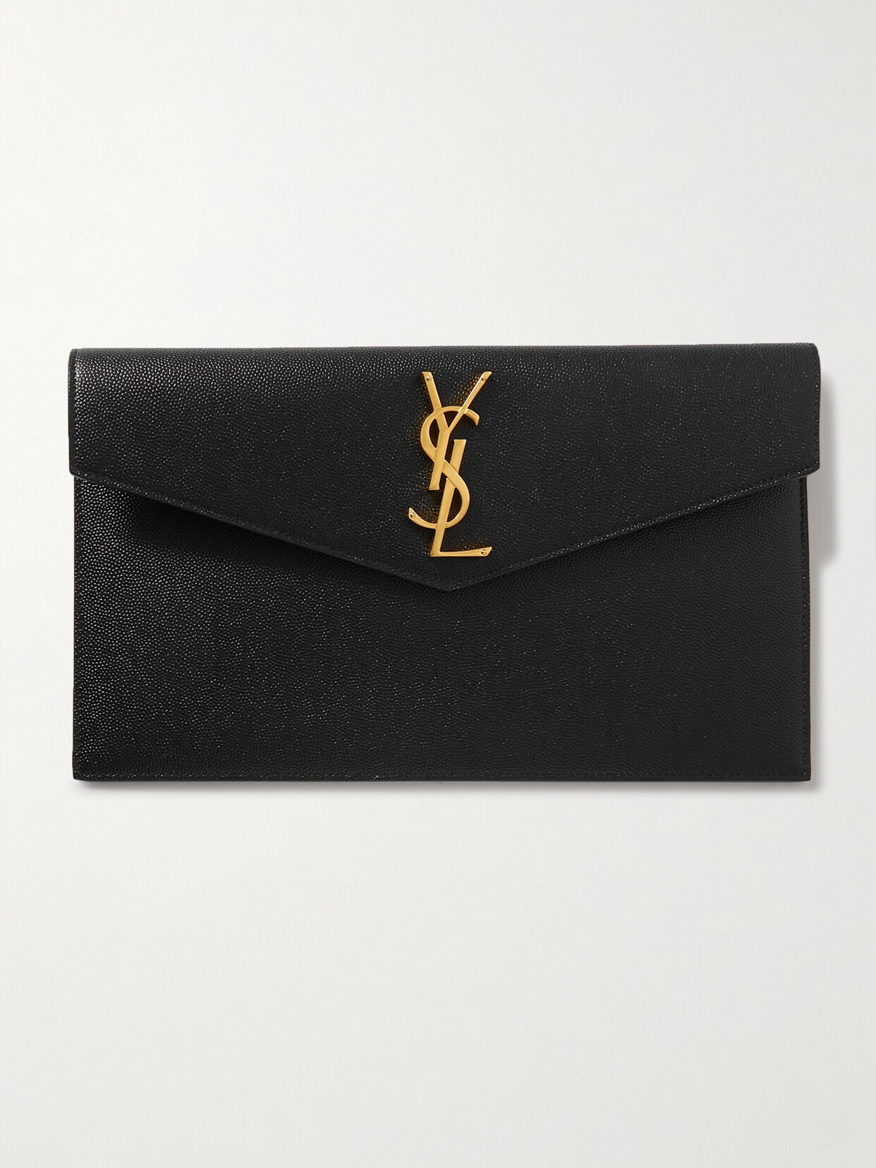 Saint Laurent Uptown Textured-leather Pouch In Black