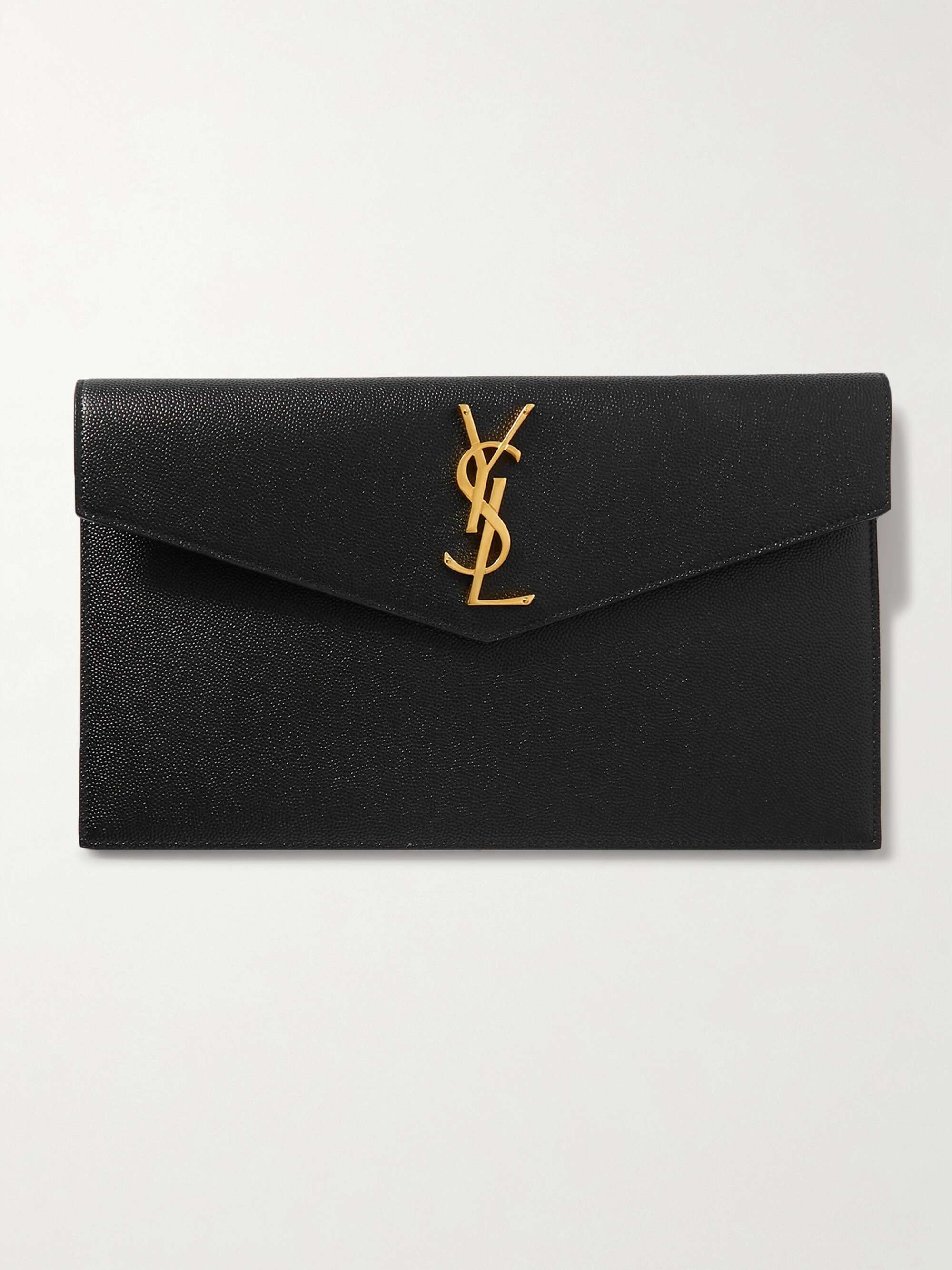 SAINT LAURENT Uptown textured-leather pouch