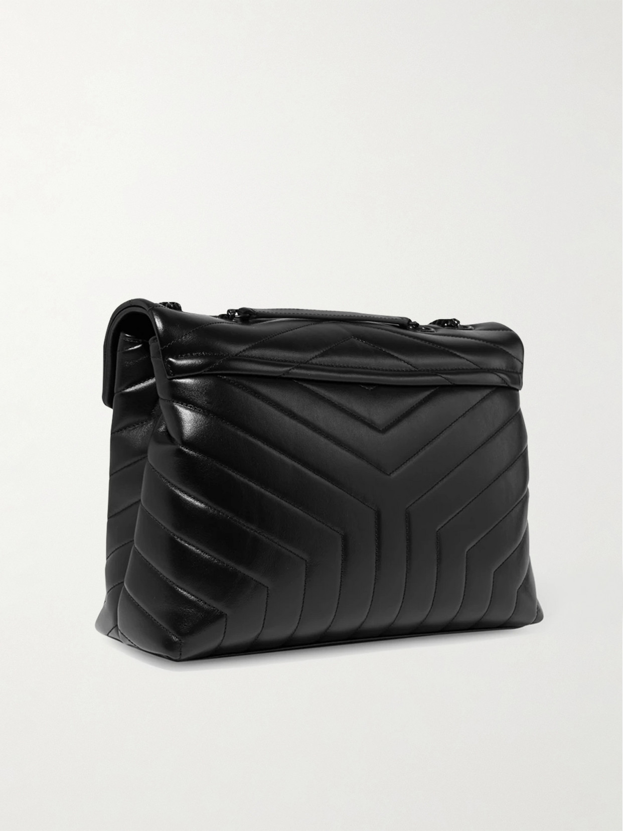 Saint Laurent Loulou Medium Quilted Leather Shoulder Bag In Black