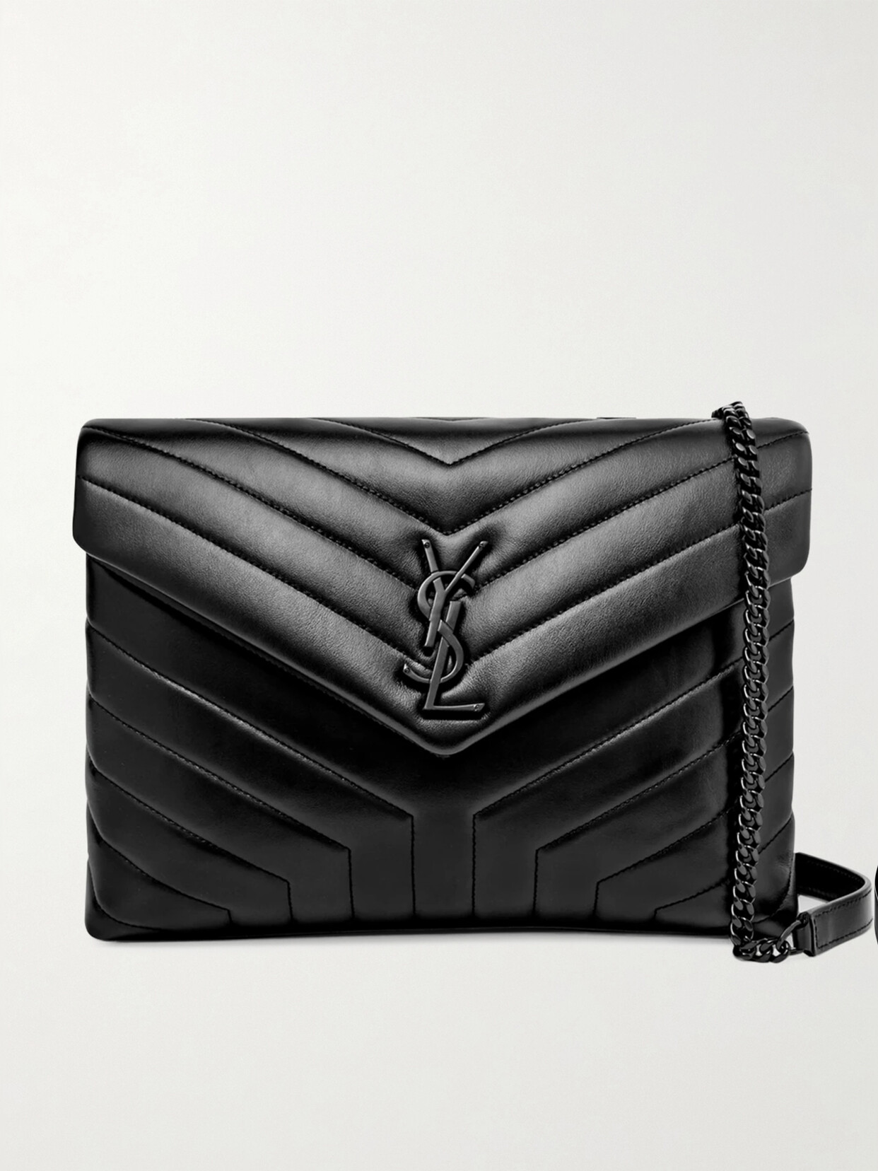 Saint Laurent Loulou Medium Quilted Leather Shoulder Bag In Black