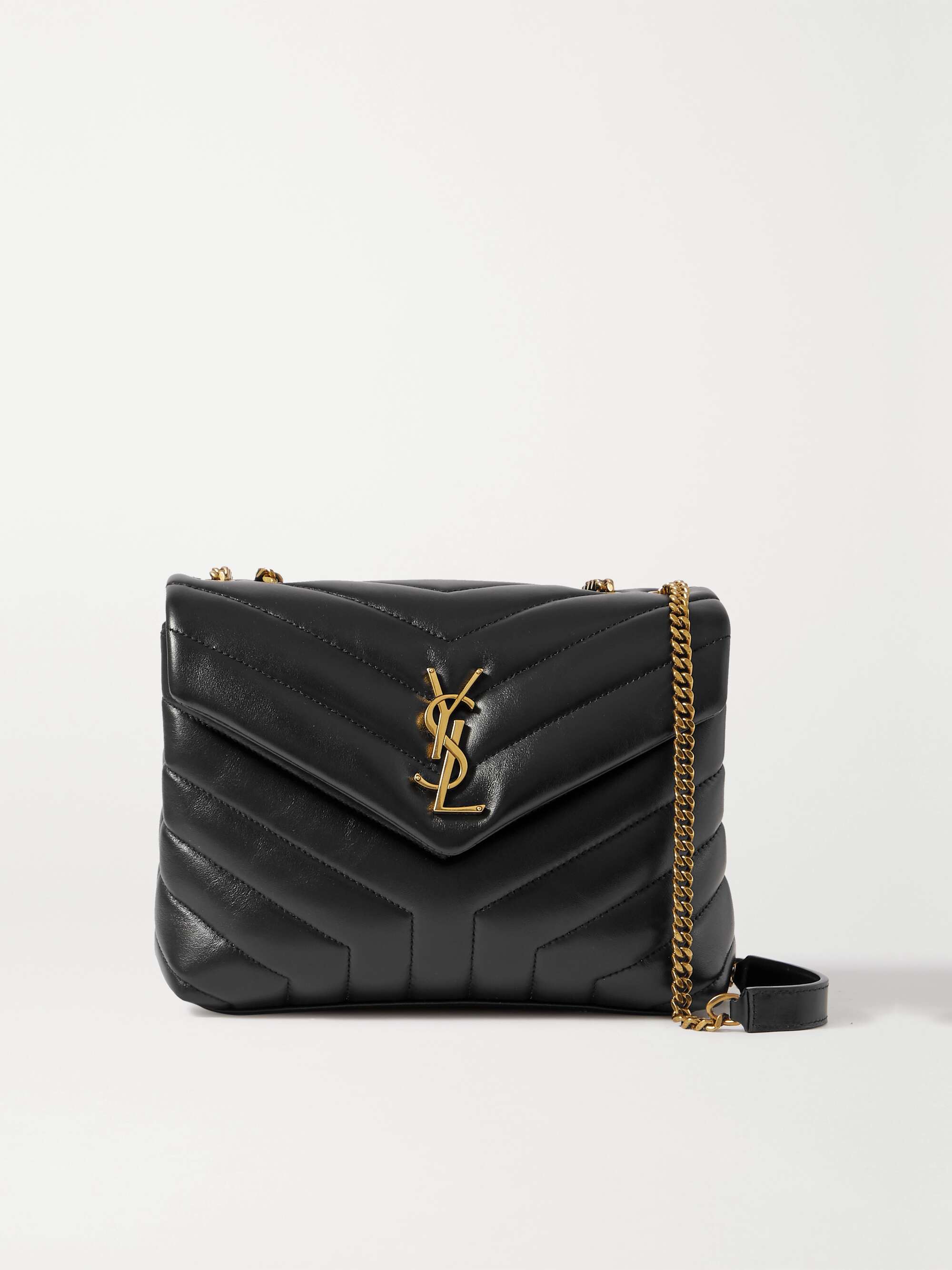 ブラック Loulou キルティングレザー スモールショルダーバッグ