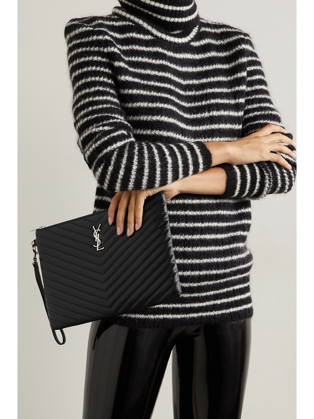 Saint laurent quilted monogram leather pouch Clearance