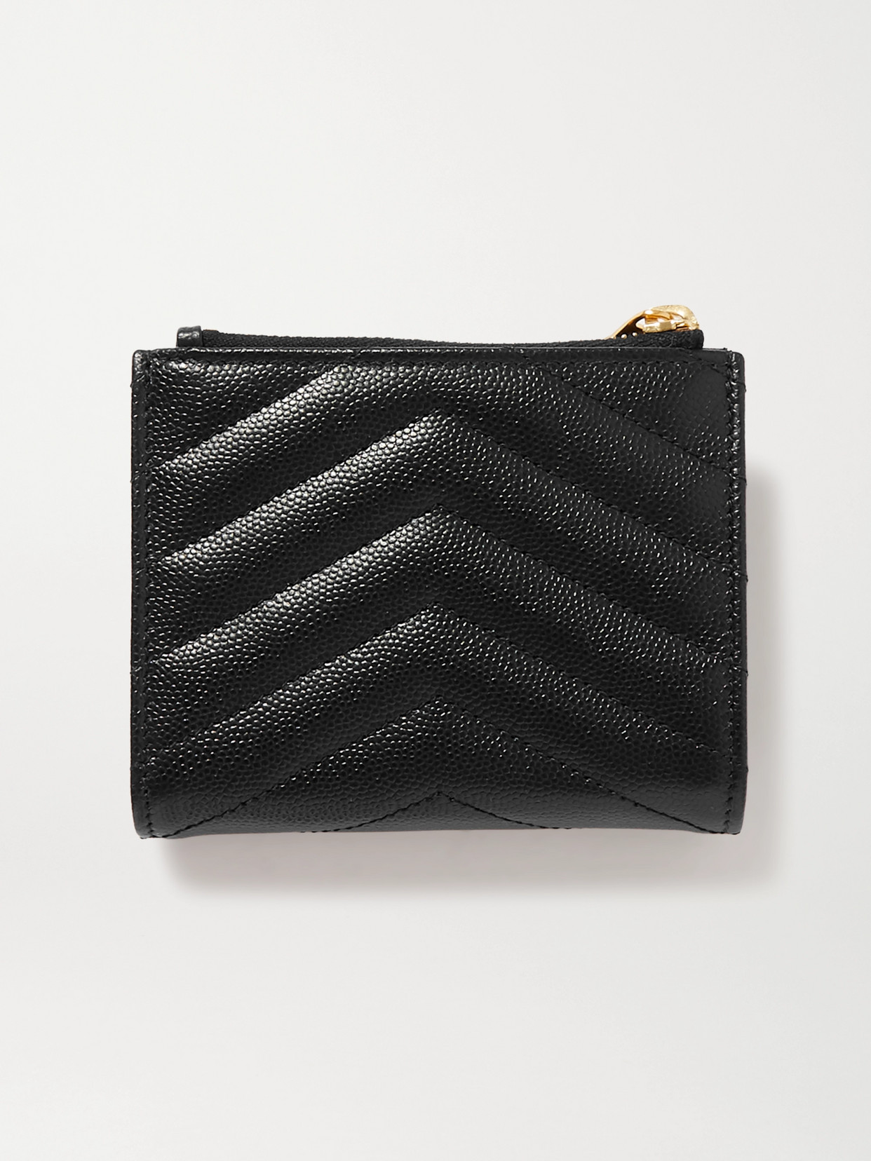 Shop Saint Laurent Monogramme Quilted Textured-leather Wallet In Black