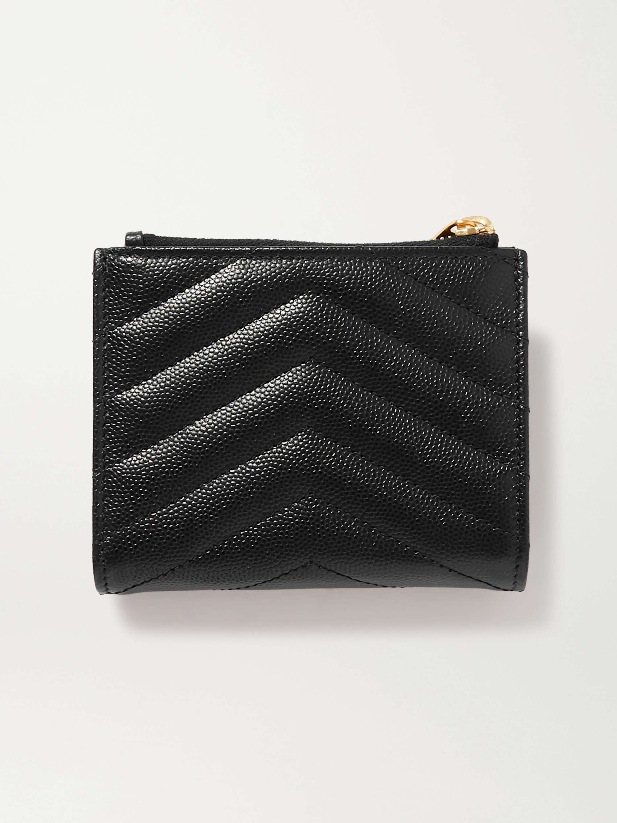 SAINT LAURENT Monogramme quilted textured-leather wallet