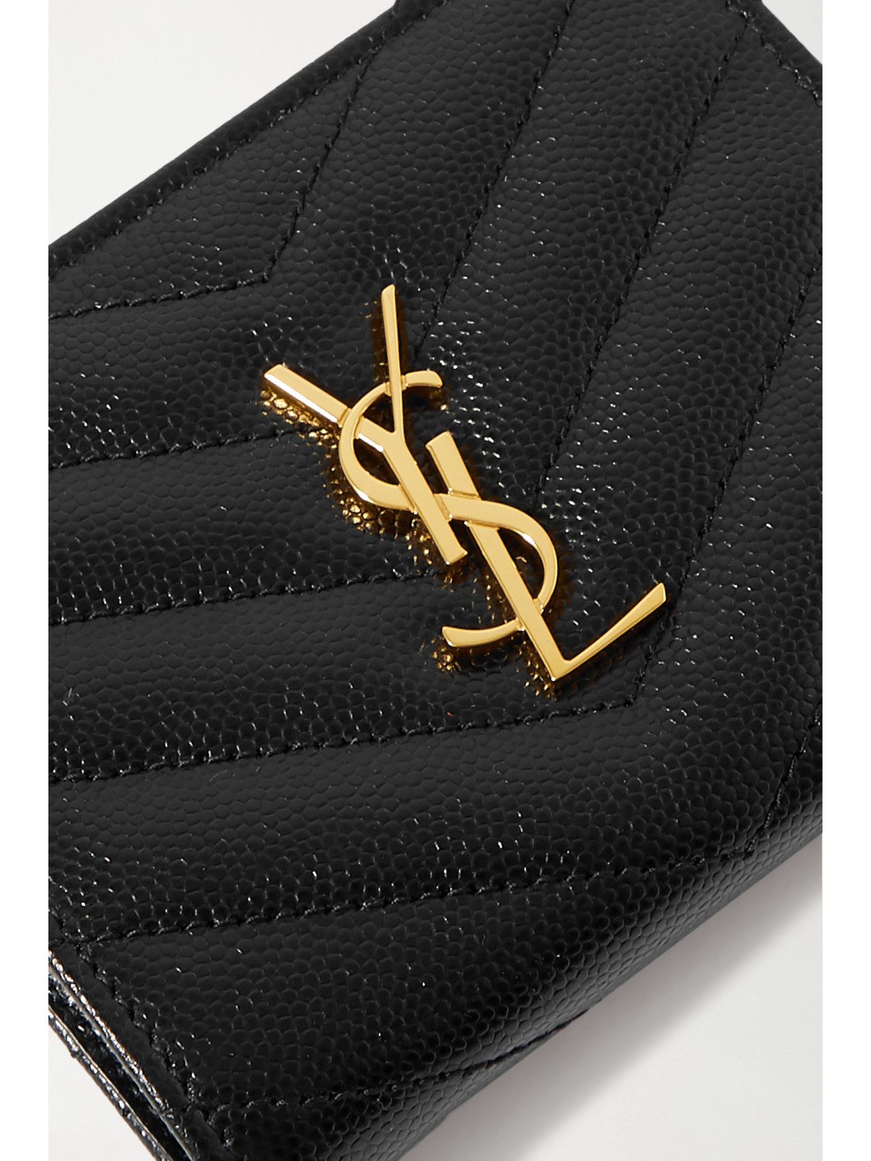 Shop Saint Laurent Monogramme Quilted Textured-leather Wallet In Black