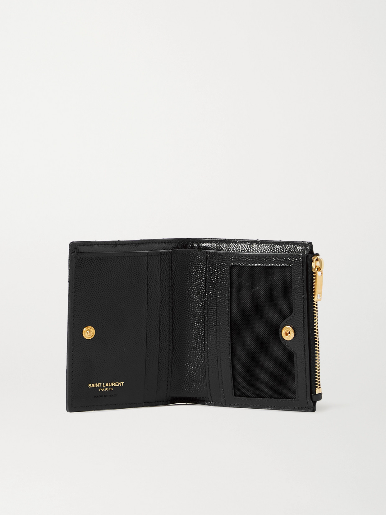 Shop Saint Laurent Monogramme Quilted Textured-leather Wallet In Black