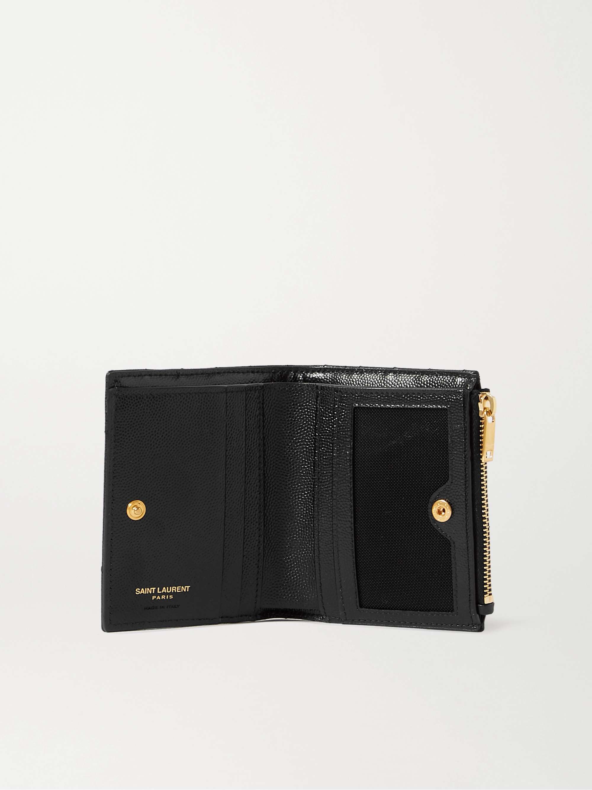 Saint Laurent Men's Leather-trimmed Monogrammed Cardholder