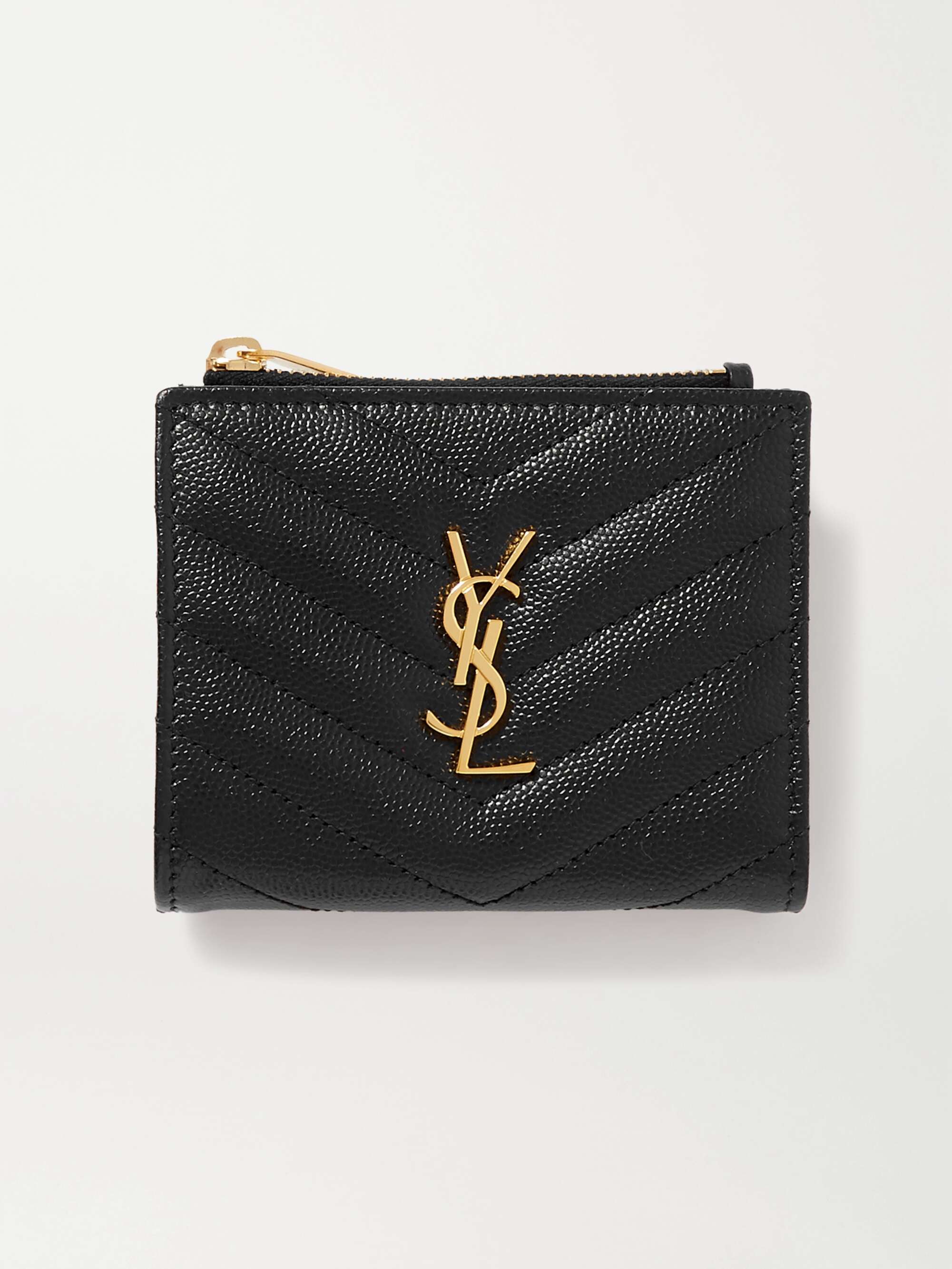 SAINT LAURENT Monogramme quilted textured-leather wallet