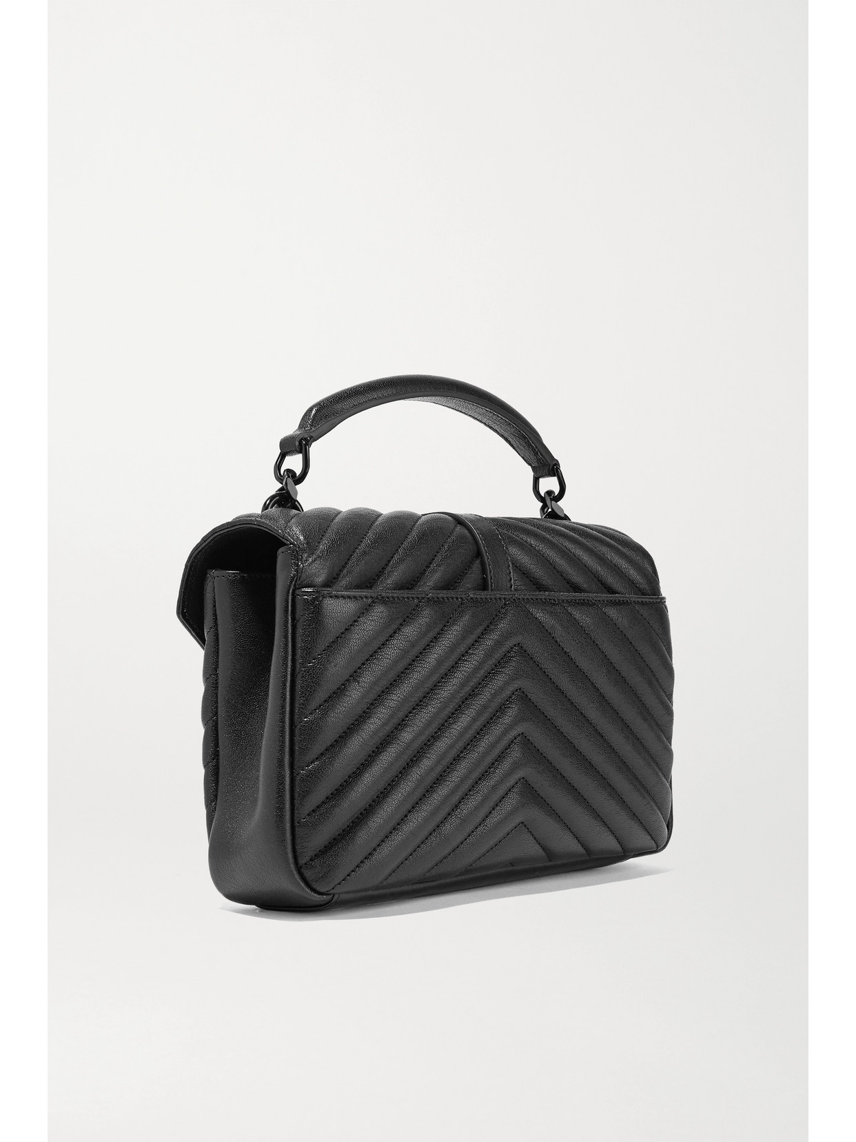 Saint Laurent College Medium Quilted Leather Shoulder Bag In Black