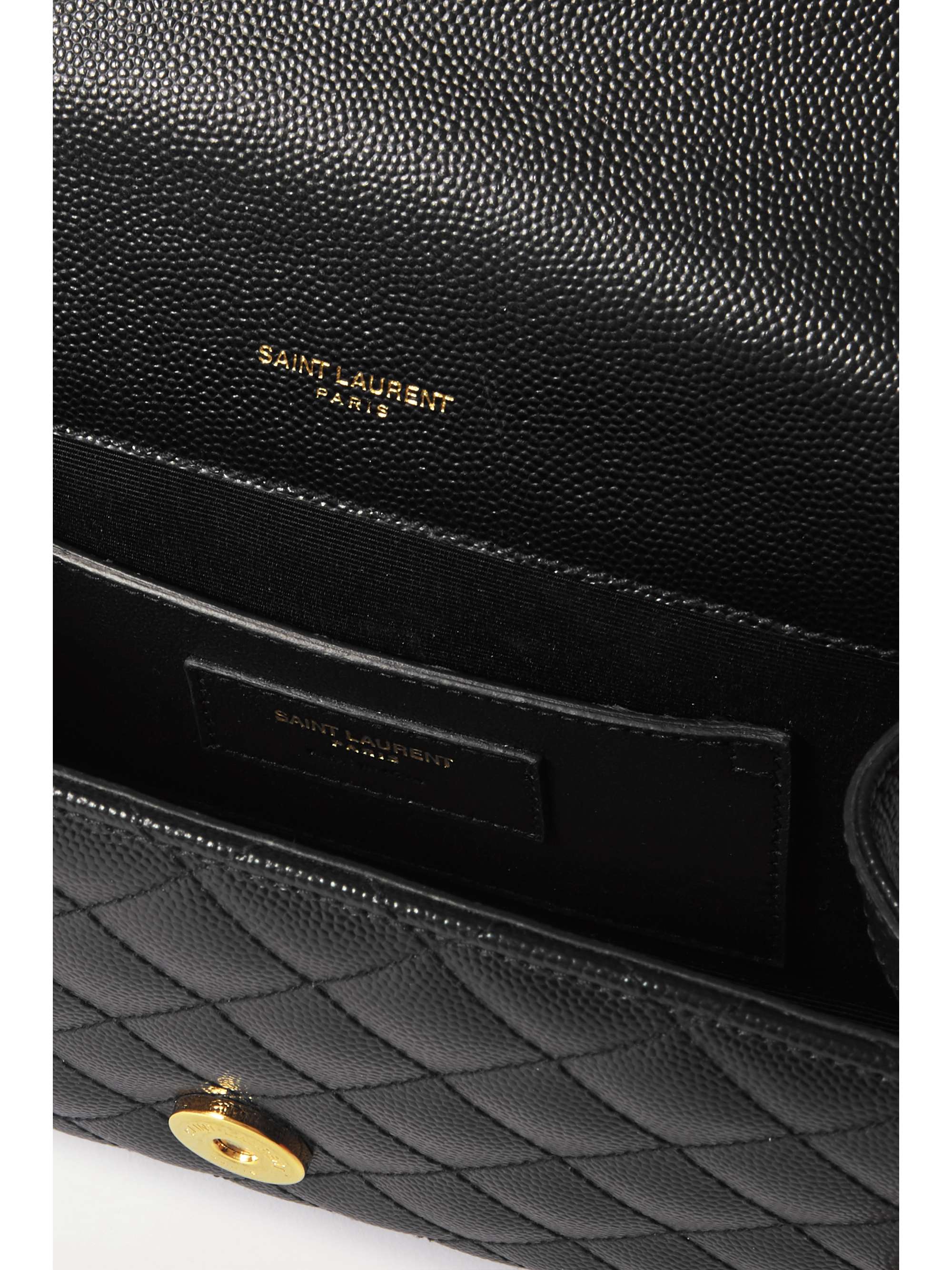 Saint Laurent Black & Gold Leather Gold hardware Envelope Flap Bag