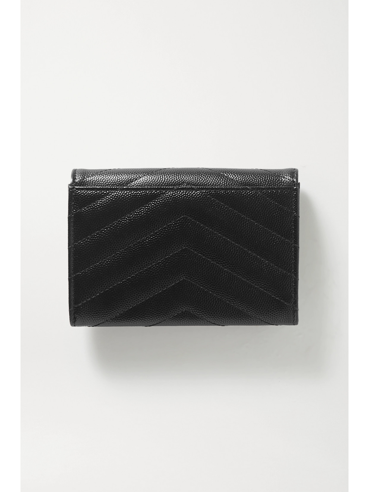 Shop Saint Laurent Monogramme Envelope Quilted Textured-leather Wallet In Black