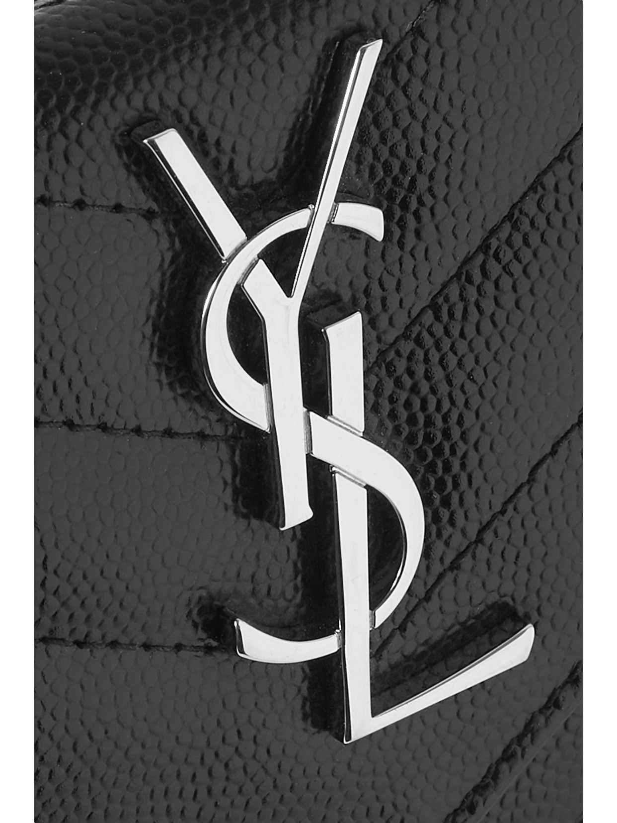 Shop Saint Laurent Monogramme Envelope Quilted Textured-leather Wallet In Black