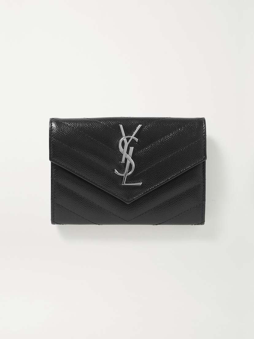 Saint Laurent Monogramme Envelope Quilted Textured-leather Wallet