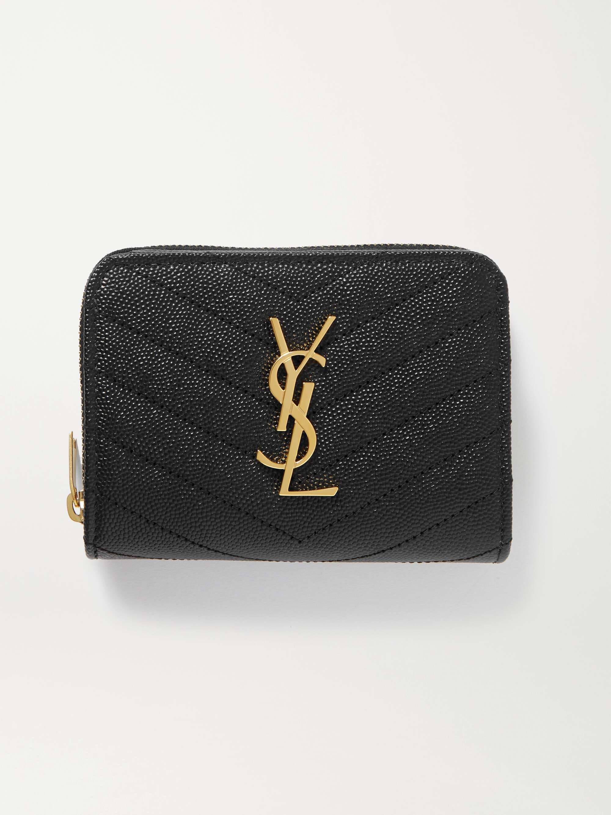 SAINT LAURENT Monogramme quilted textured-leather wallet | NET-A-PORTER