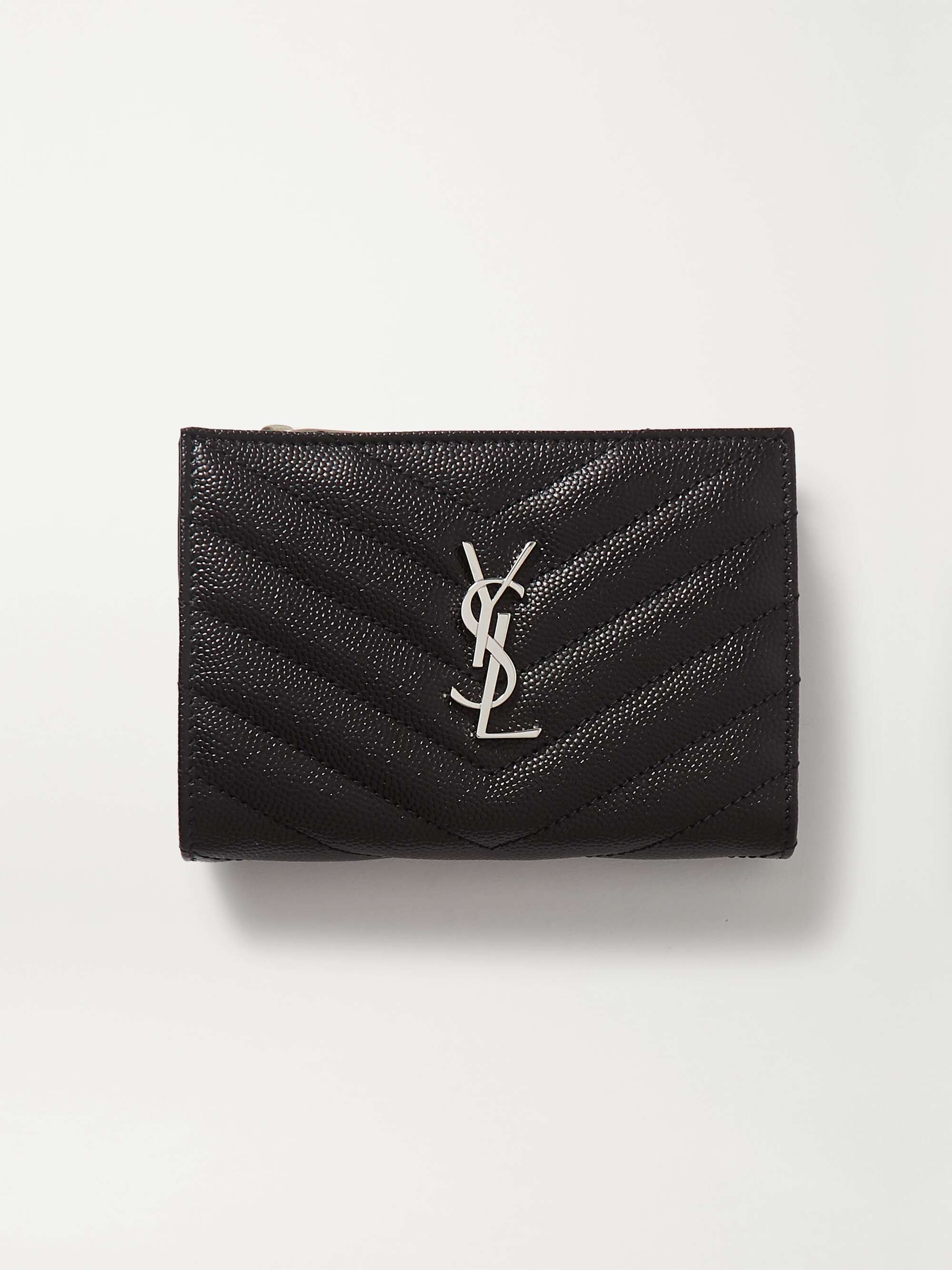 SAINT LAURENT Monogramme quilted textured-leather wallet