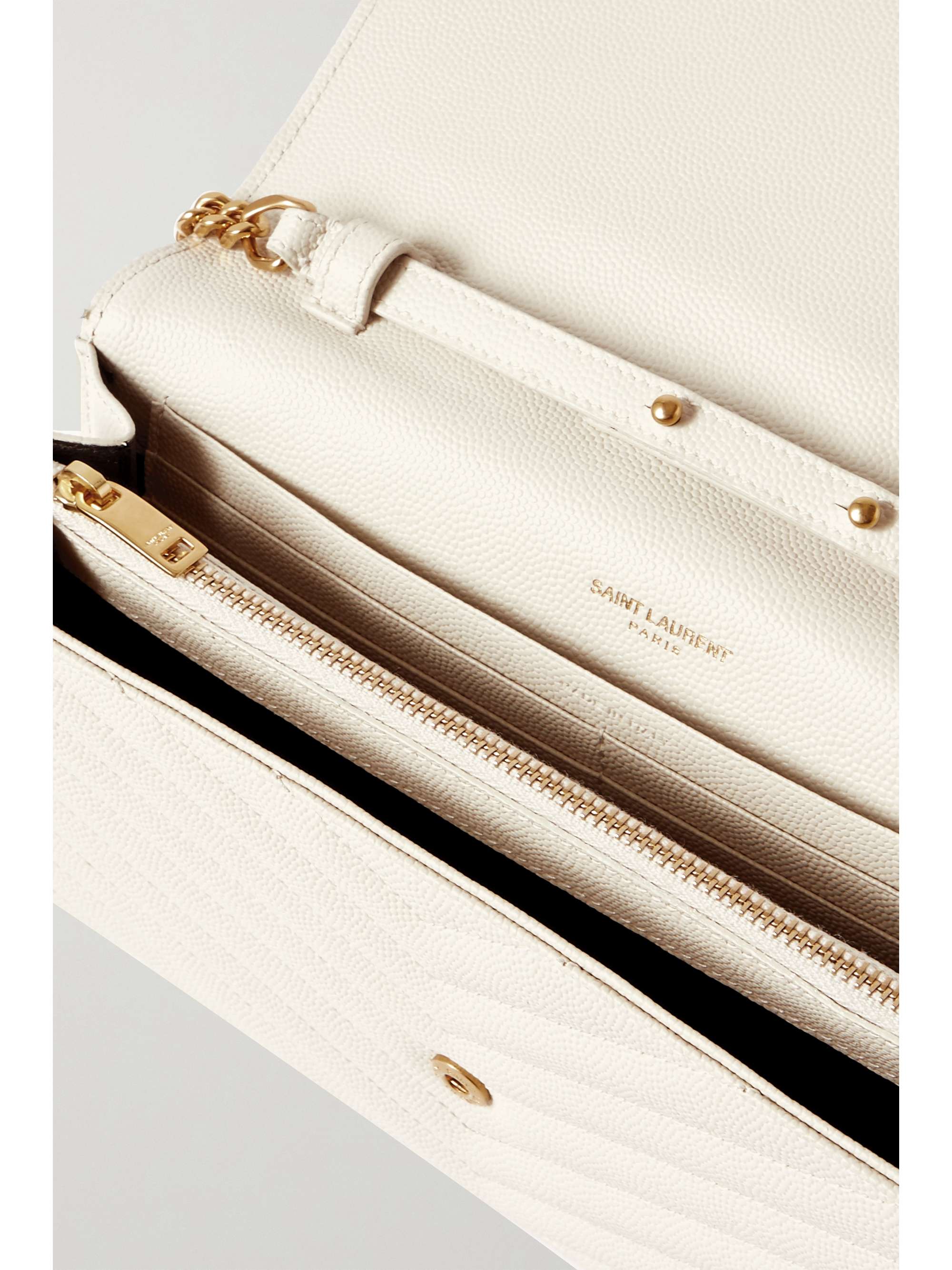 Saint Laurent Monogram Envelope Chain Wallet, White, One Size