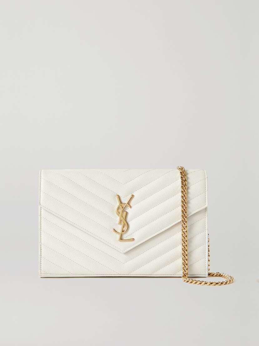 Saint Laurent Cassandre Matelassé Textured-leather Chain Wallet