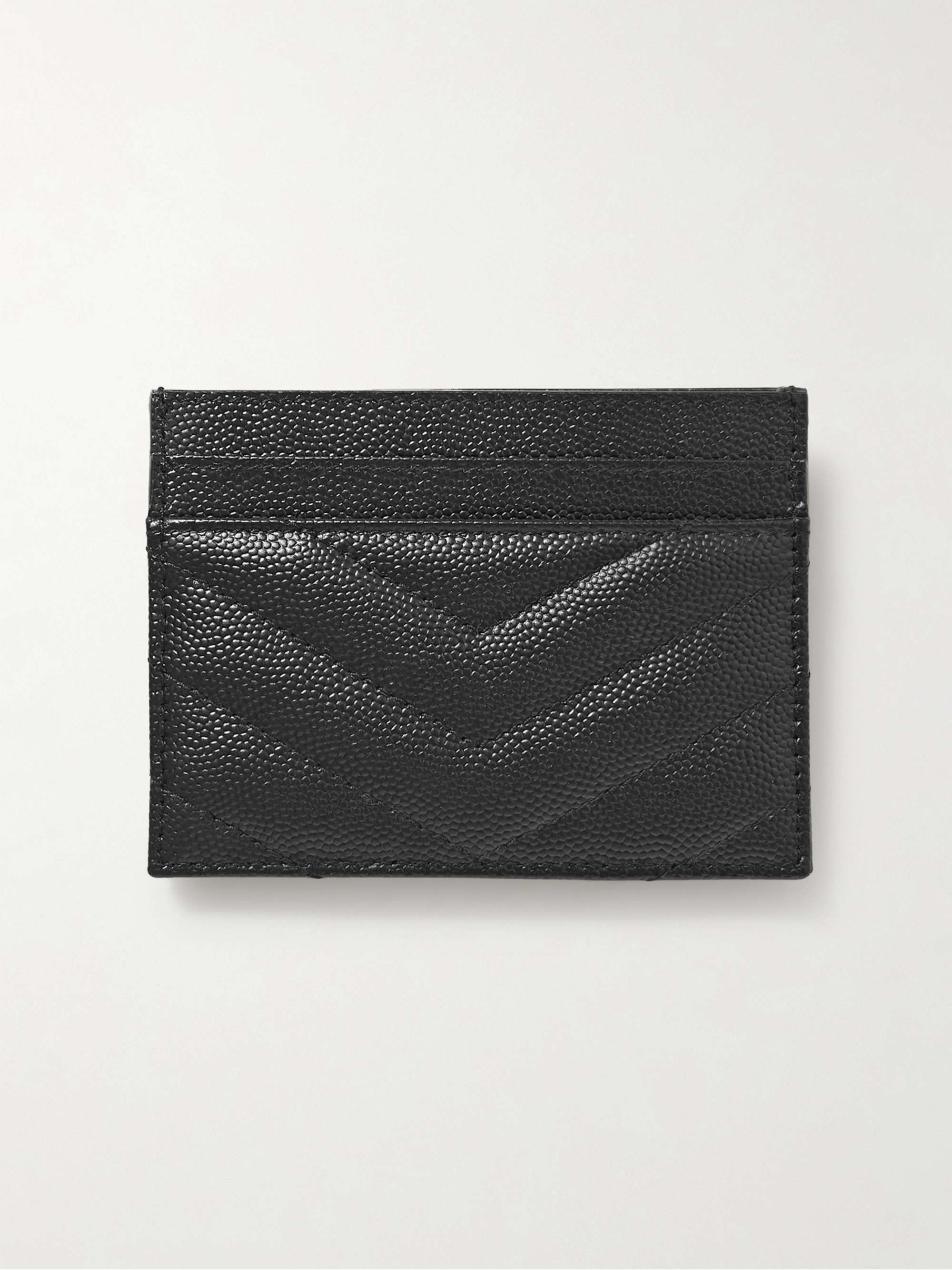 SAINT LAURENT Monogramme quilted textured-leather cardholder